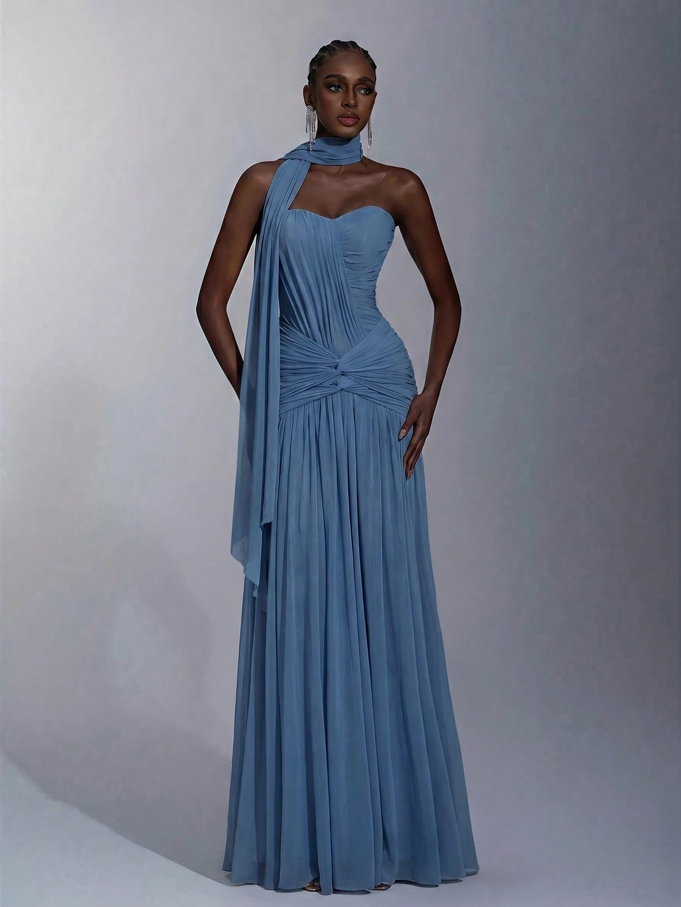 Elitara Robe de soirée élégante en maille tricotée haute élasticité avec bustier, devant — vue 16
