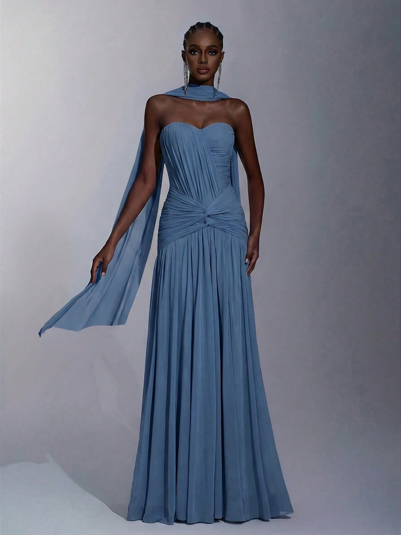 Elitara Robe de soirée élégante en maille tricotée haute élasticité avec bustier, devant — vue 18