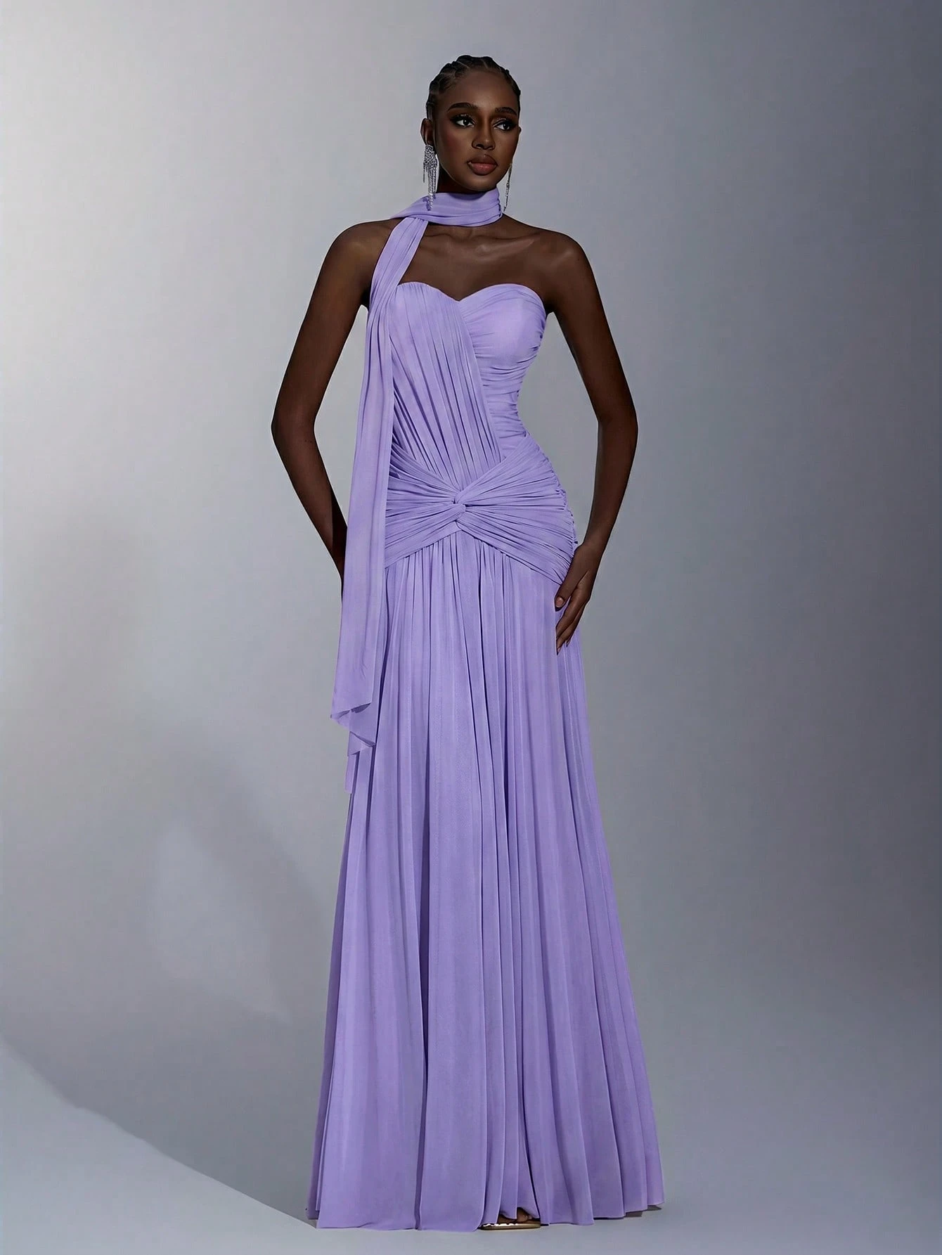 Elitara Robe de soirée élégante en maille tricotée haute élasticité avec bustier, devant — vue 19