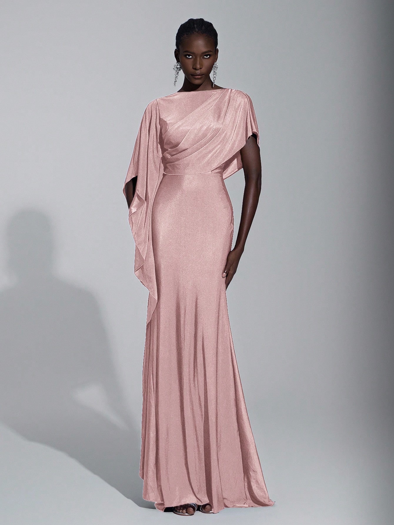 Elitara Robe de demoiselle d'honneur élégante, chic et luxueuse en satin bleu marine — vue 16