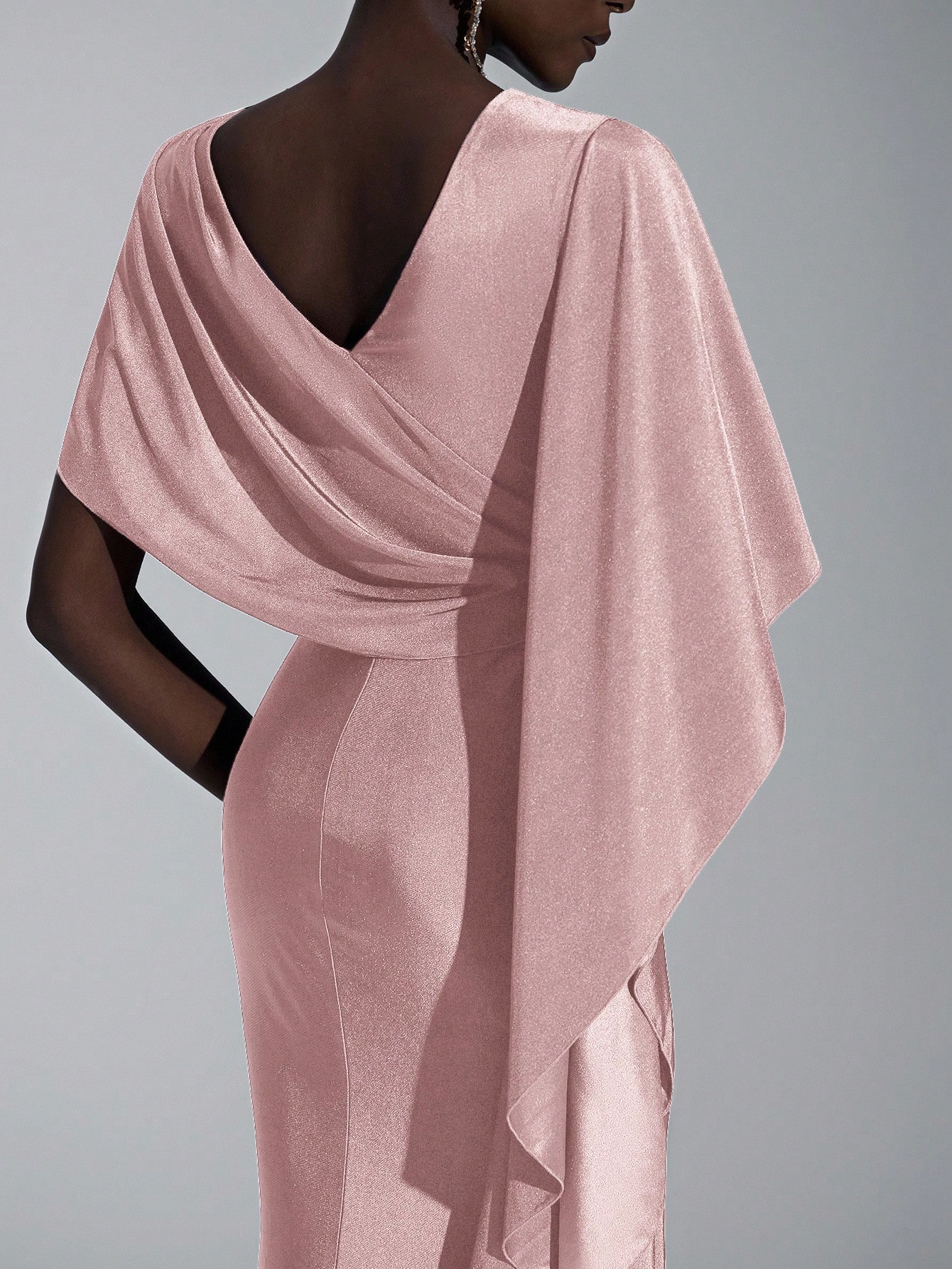 Elitara Robe de demoiselle d'honneur élégante, chic et luxueuse en satin bleu marine — vue 17
