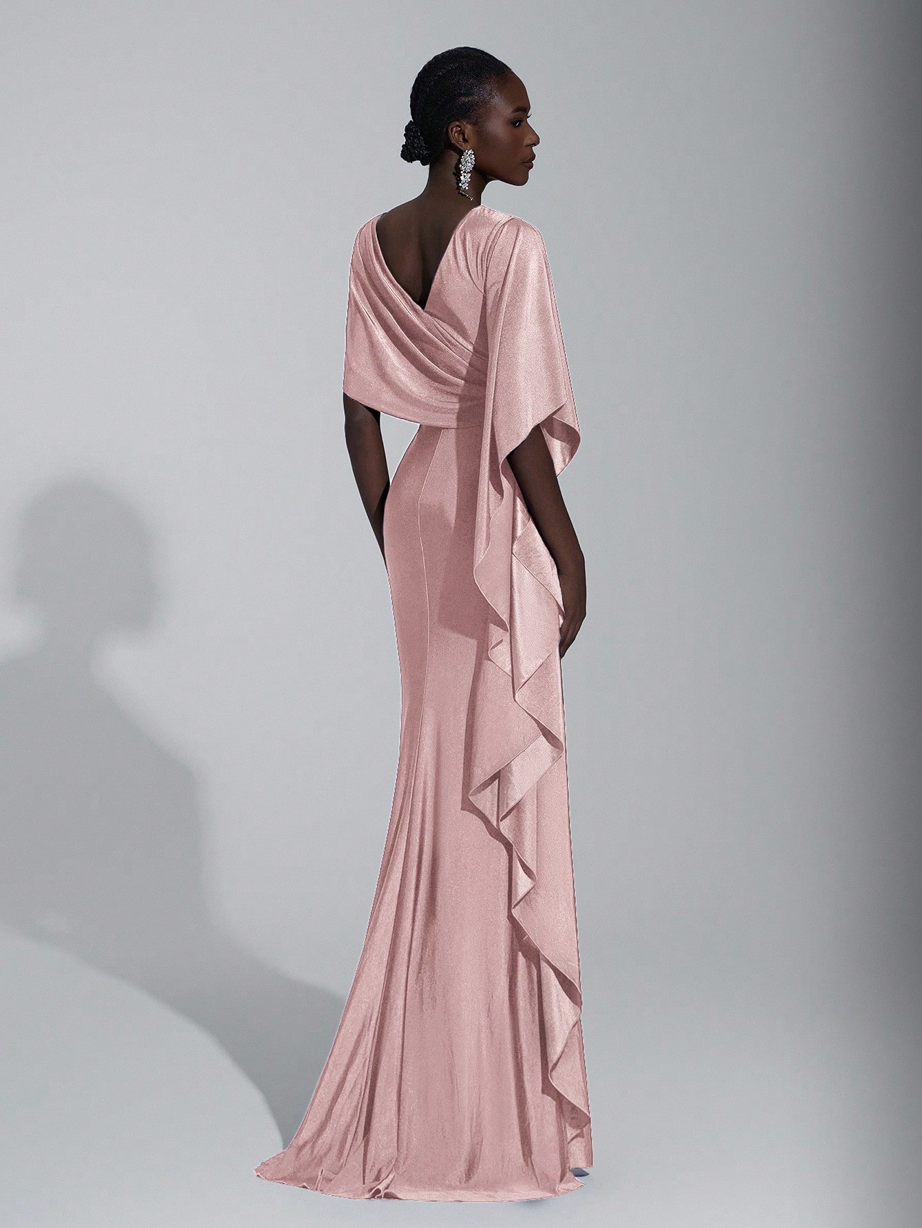 Elitara Robe de demoiselle d'honneur élégante, chic et luxueuse en satin bleu marine — vue 18