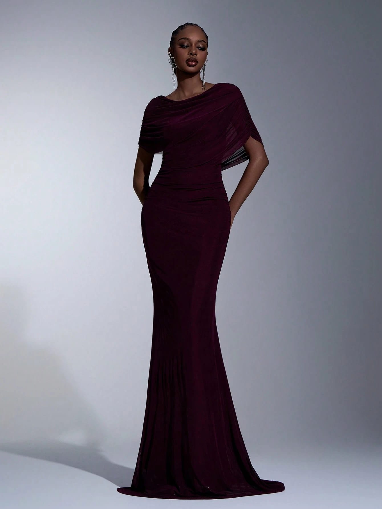 Robe sirène en maille à manches Elitara