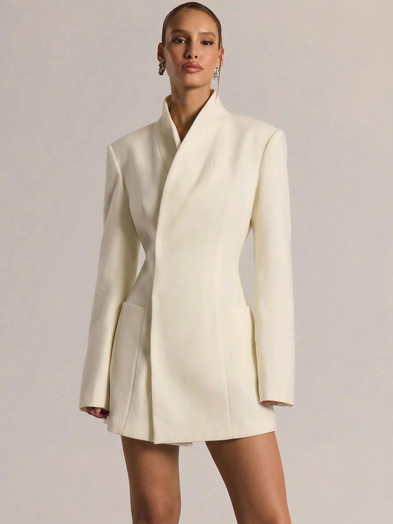 MUSERA Robe blazer à manches longues, col entonnoir, taille cintrée. Décontracté