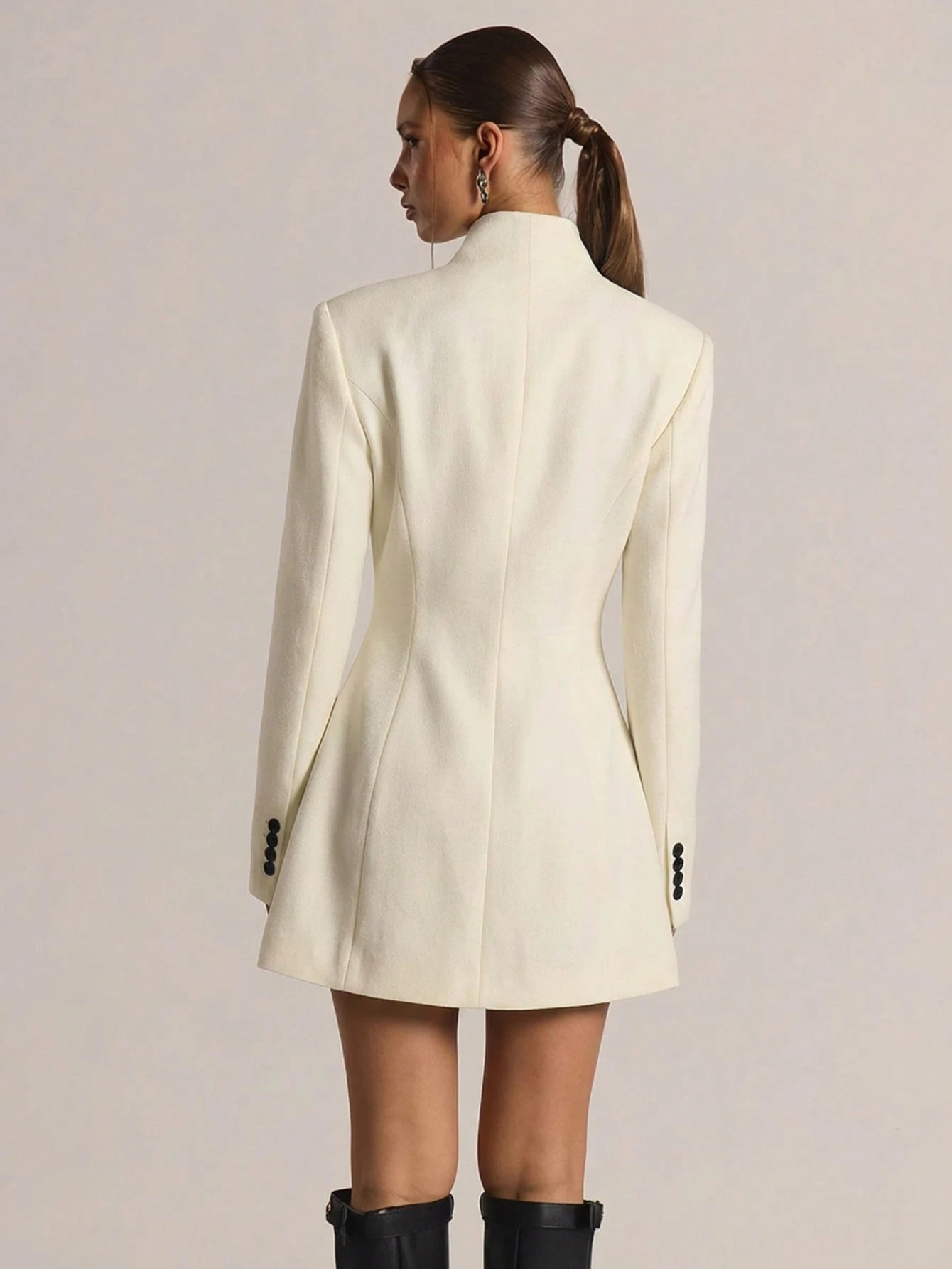 MUSERA Robe blazer à manches longues, col entonnoir, taille cintrée. Décontracté — vue 2