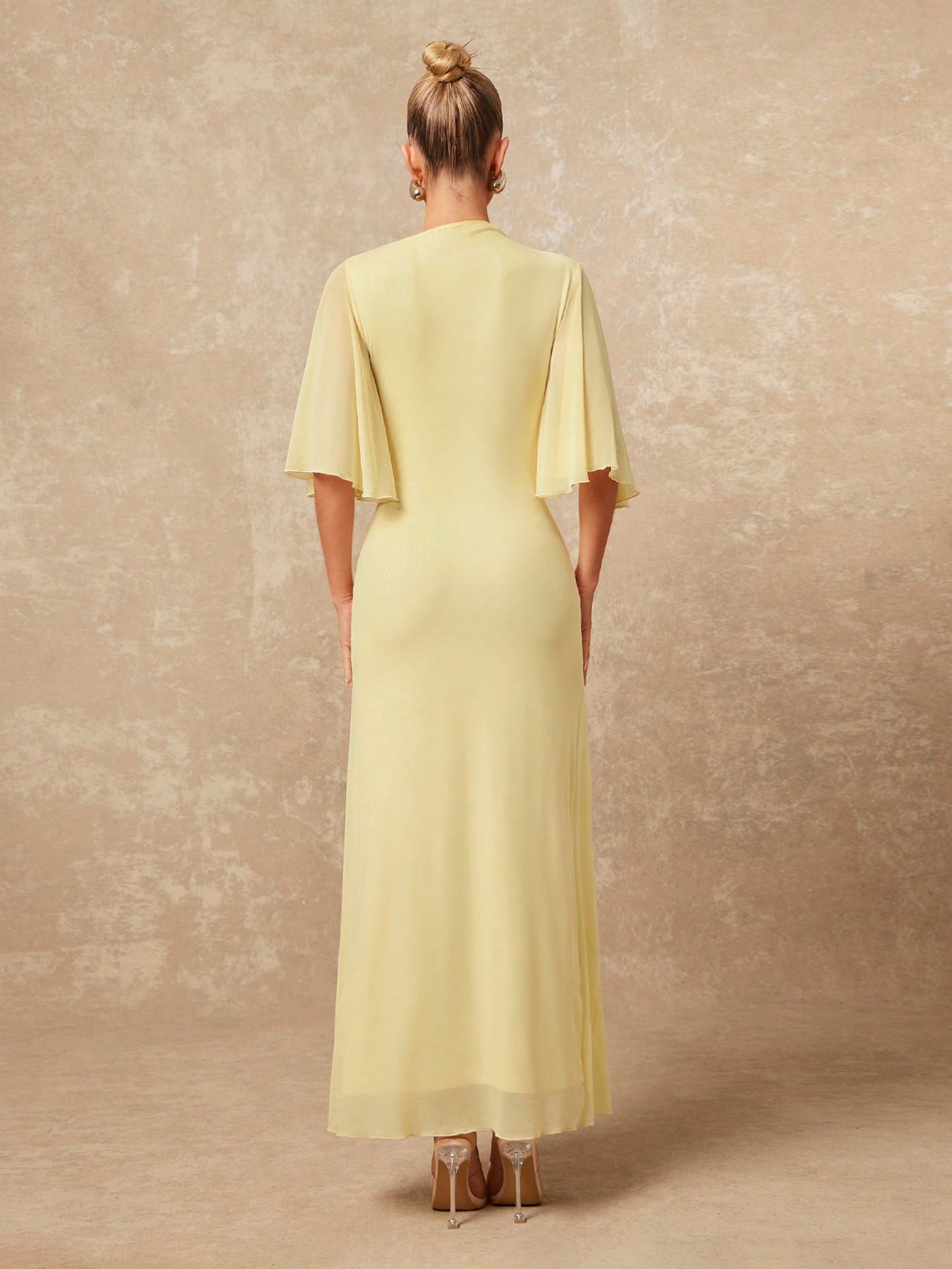 Lumalex Robe d'été à col bateau, douce et fluide, en maille multicouche, évasée, à manches longues, resserrée, froncée, avec ruban, robe longue pour femmes, polyvalente de la plage au gala, style discret — vue 13