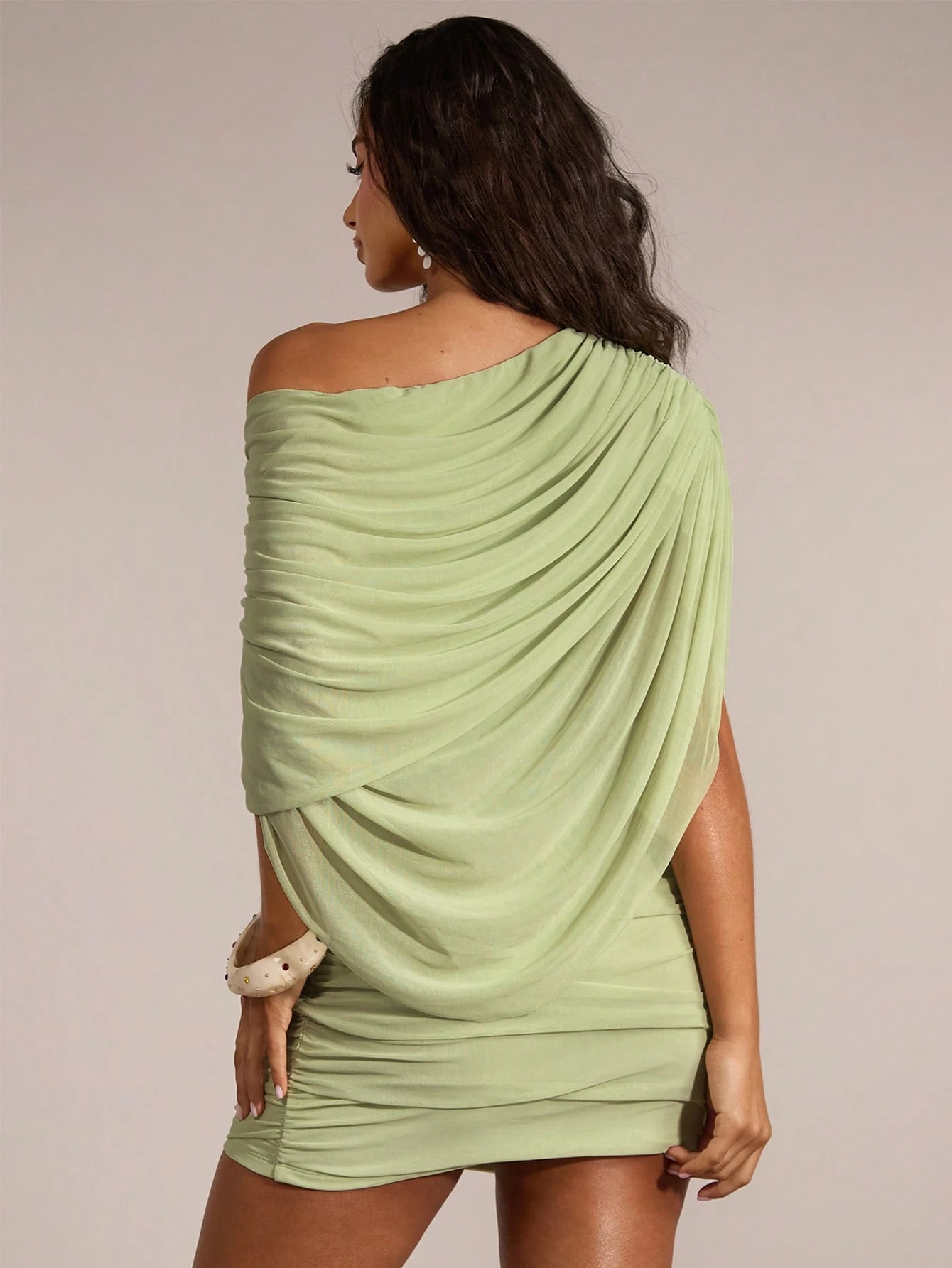 SHEIN BAE Robe mini en maille pour femme, printemps/été, couleur ve — vue 2