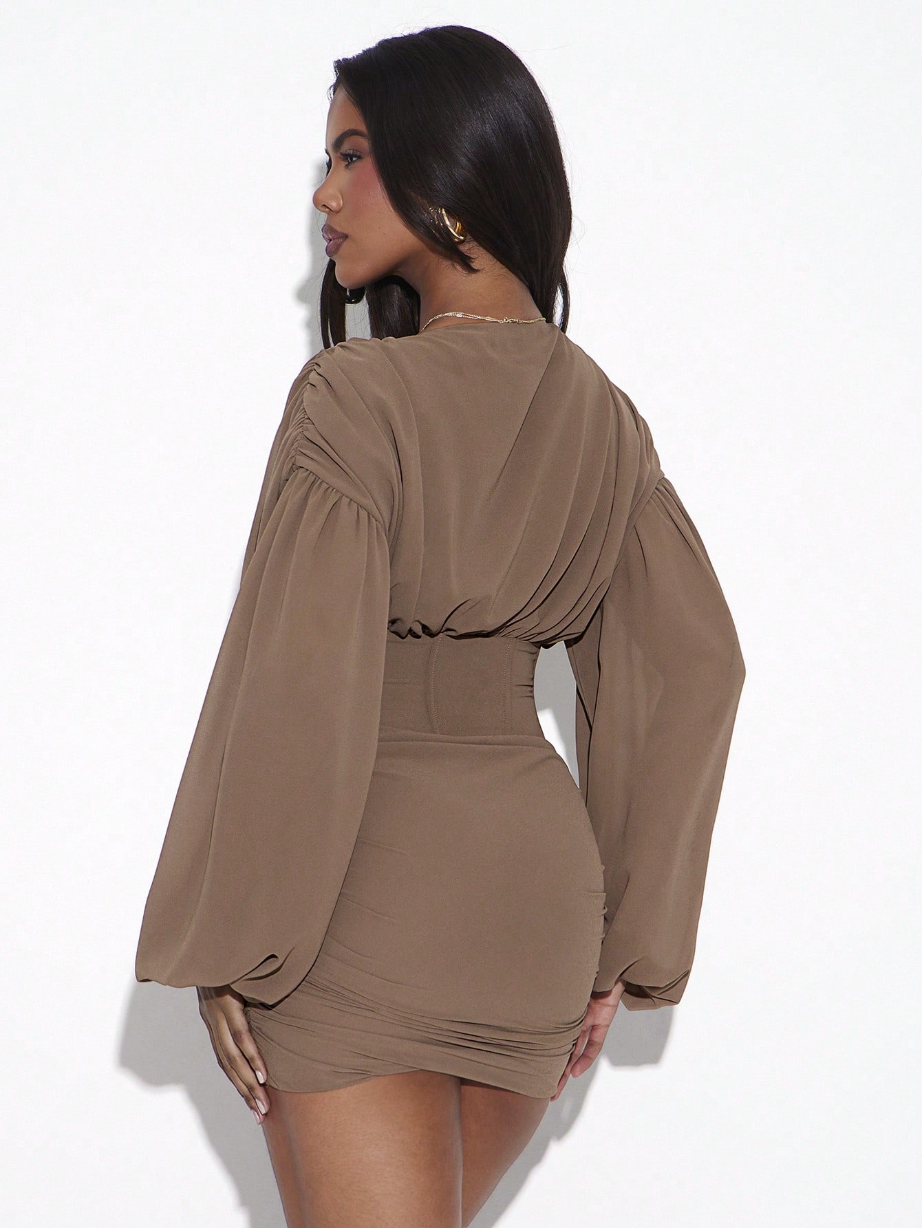 Hauture Robe mini en mousseline de soie avec corsage et manches bouffantes — vue 5