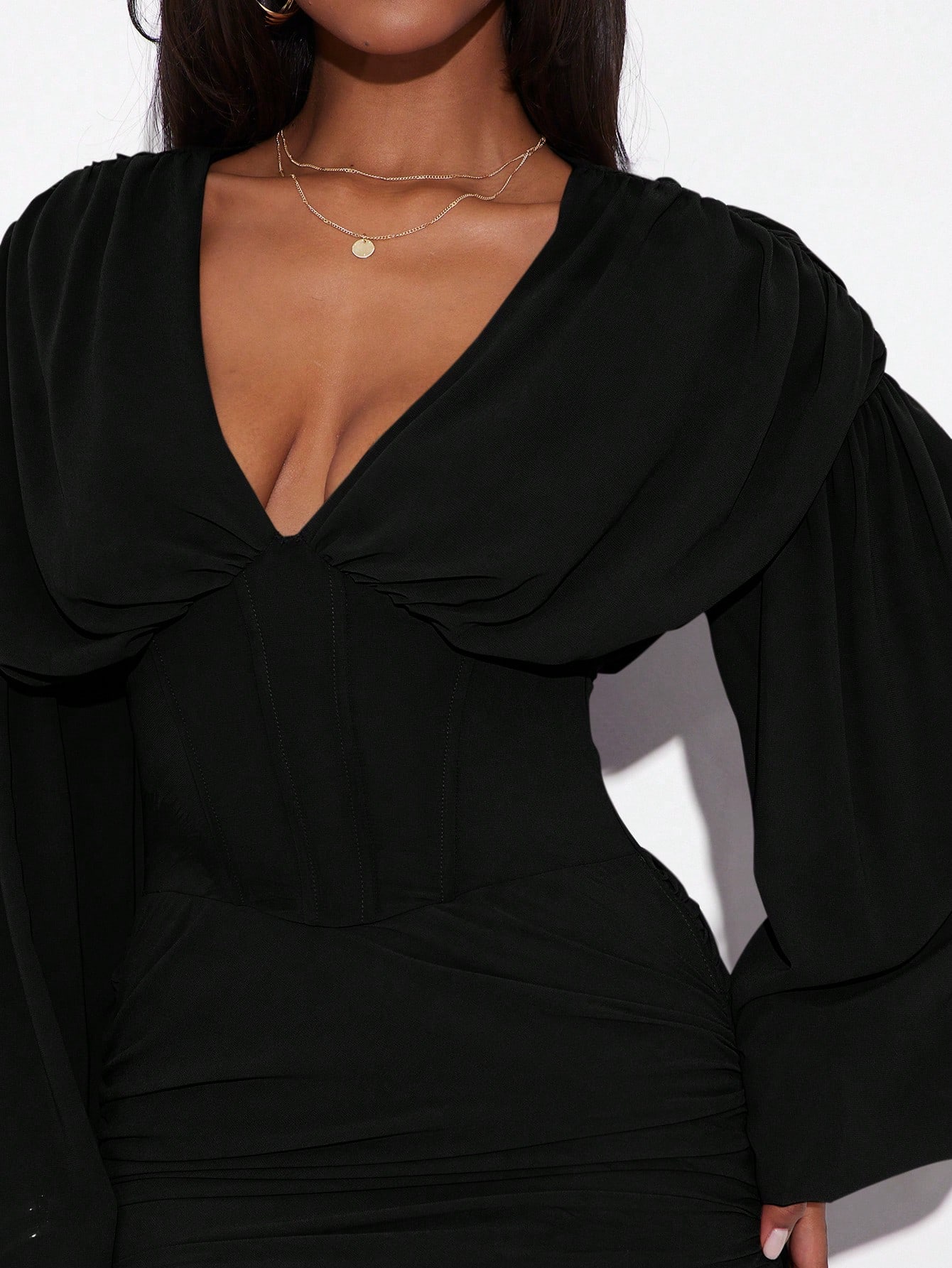Hauture Robe mini en mousseline de soie avec corsage et manches bouffantes — vue 7