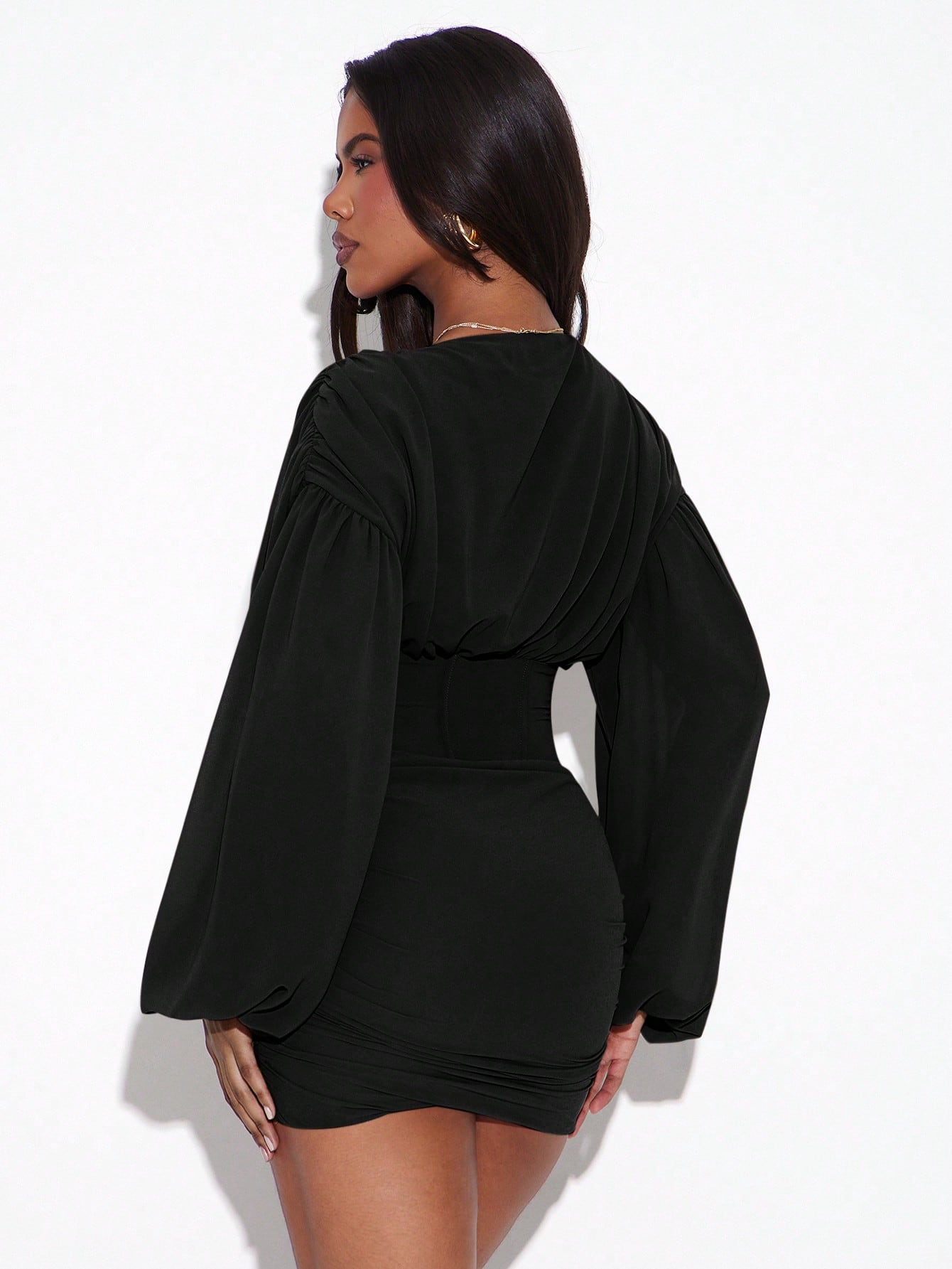 Hauture Robe mini en mousseline de soie avec corsage et manches bouffantes — vue 8