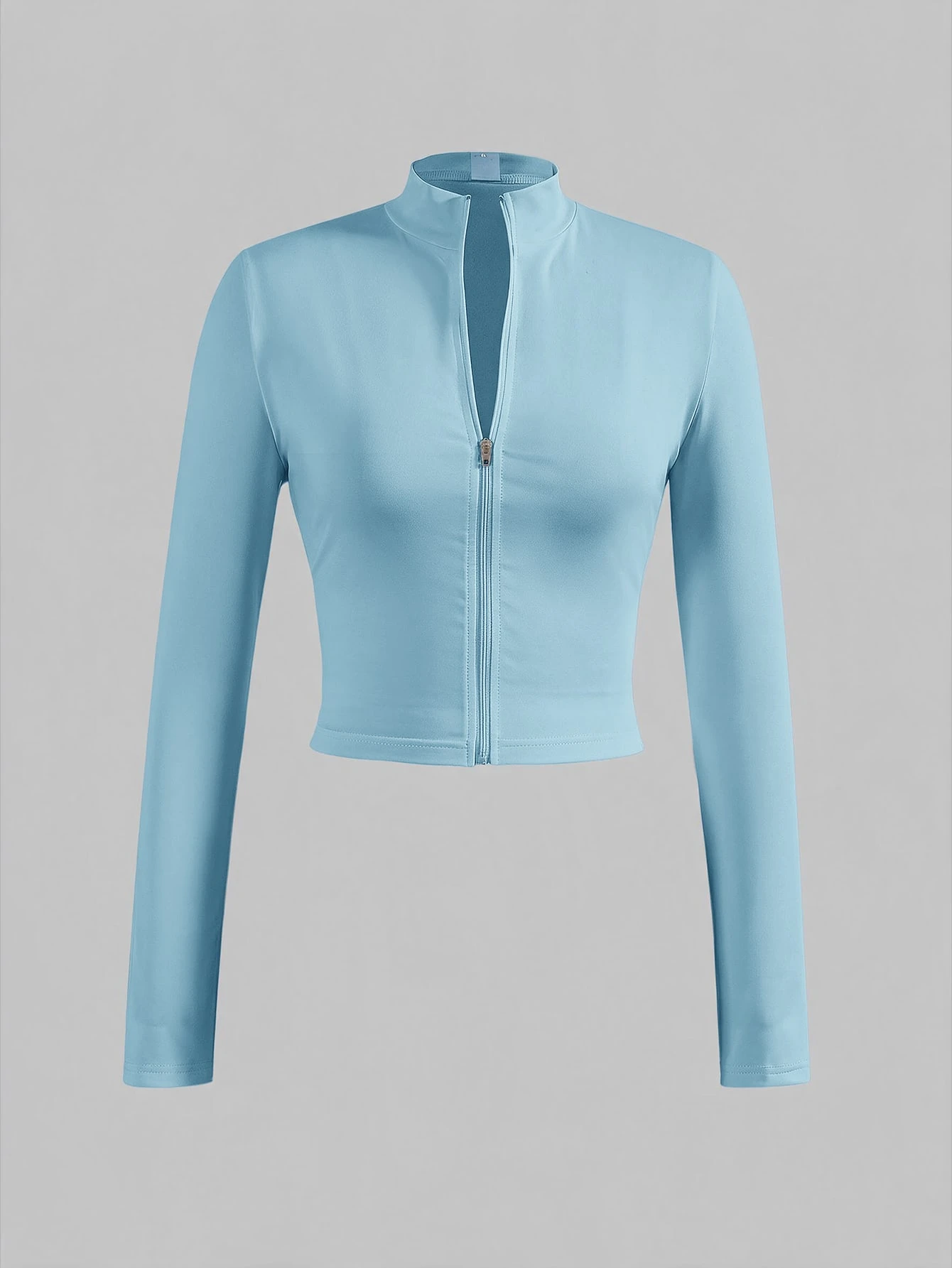 Veste ajustée col montant zippée manches longues violet — vue 8