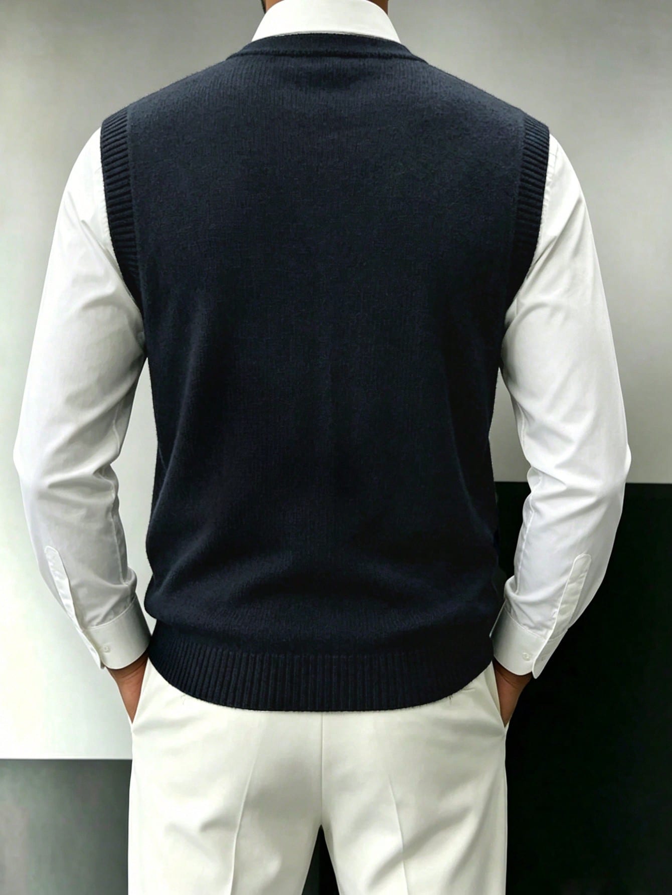 Pull style universitaire automne/hiver pour hommes, gilet tricoté décontracté polyvalent — vue 4