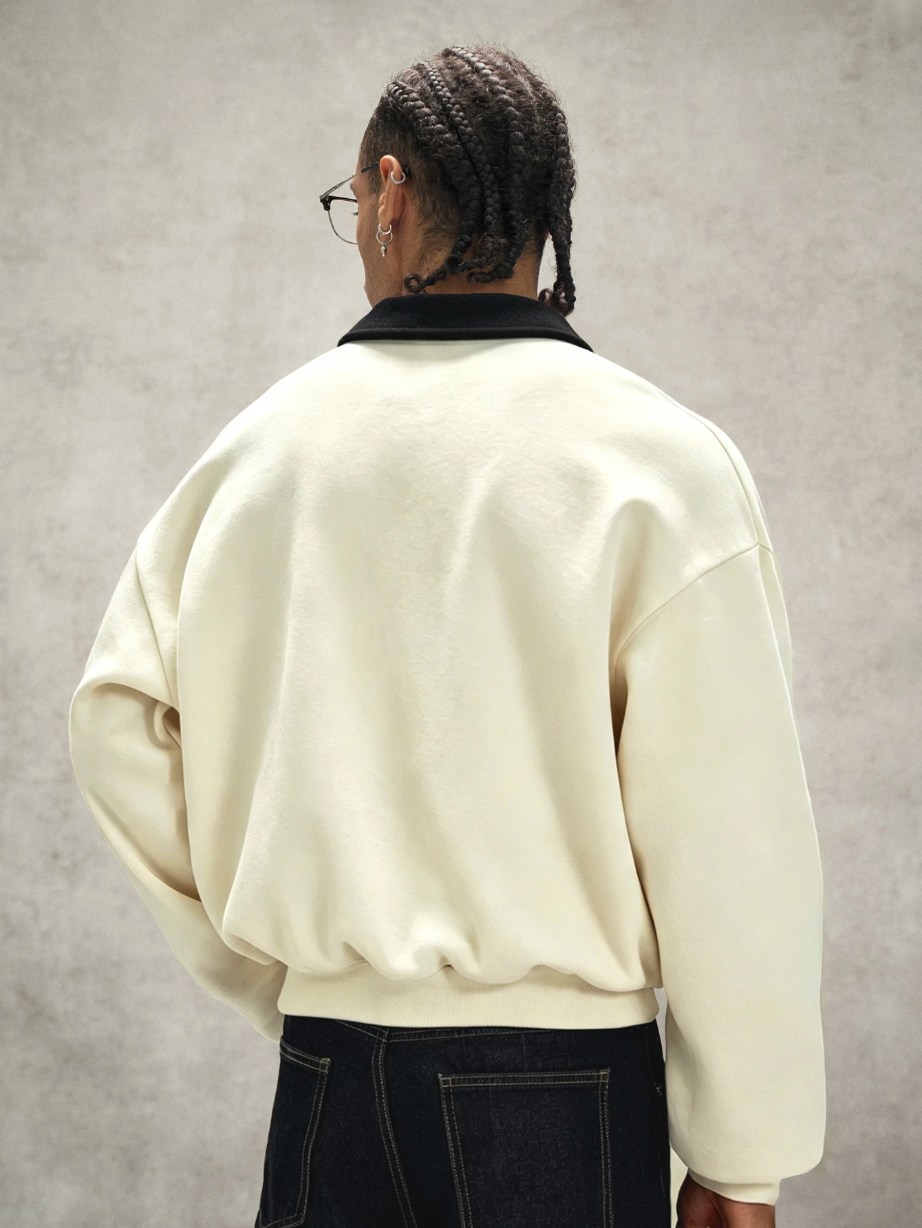 PAVTROS Sweat-shirt décontracté ample à manches longues avec col polo et imprimé lettres — vue 2
