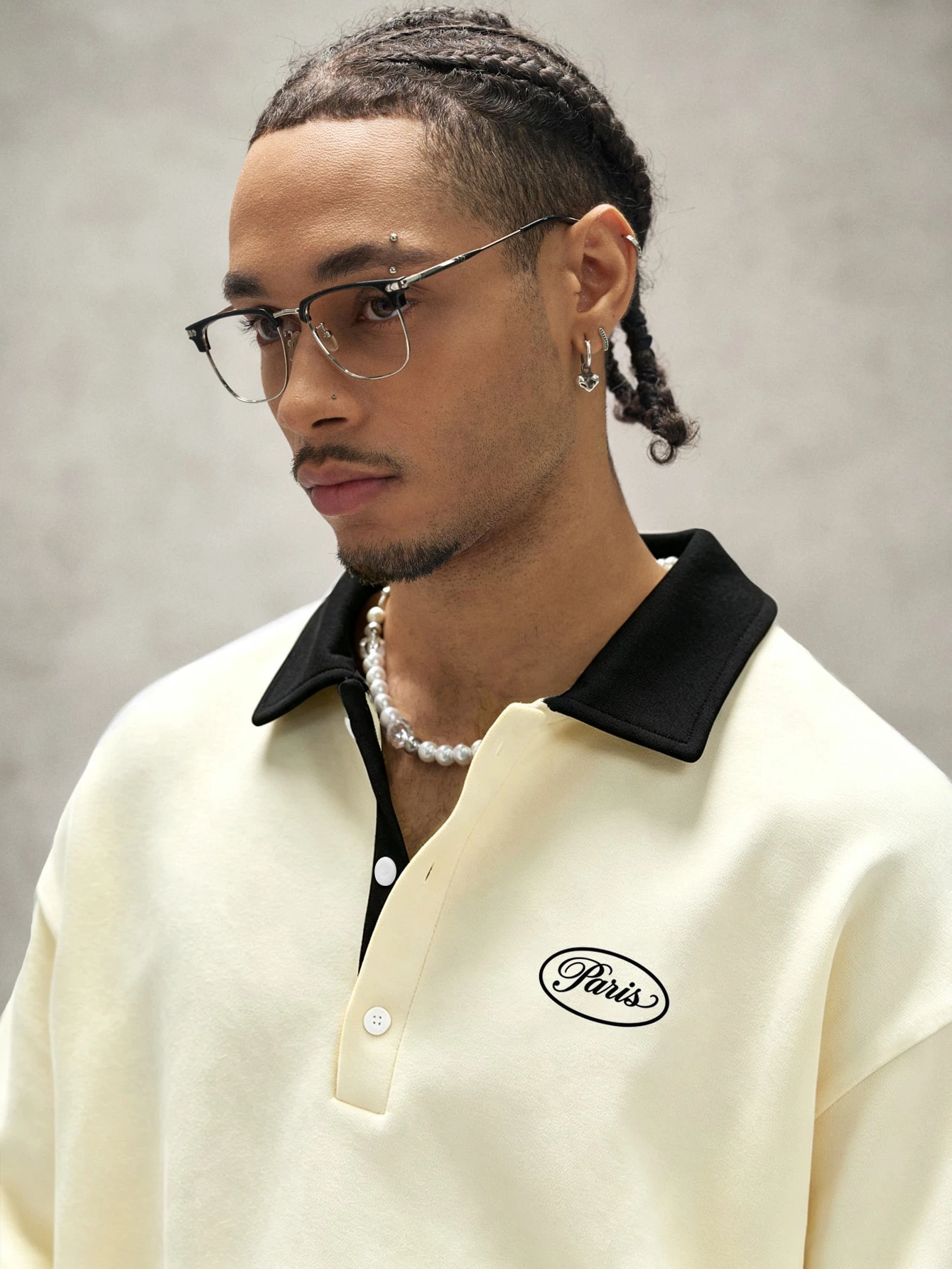 PAVTROS Sweat-shirt décontracté ample à manches longues avec col polo et imprimé lettres — vue 3