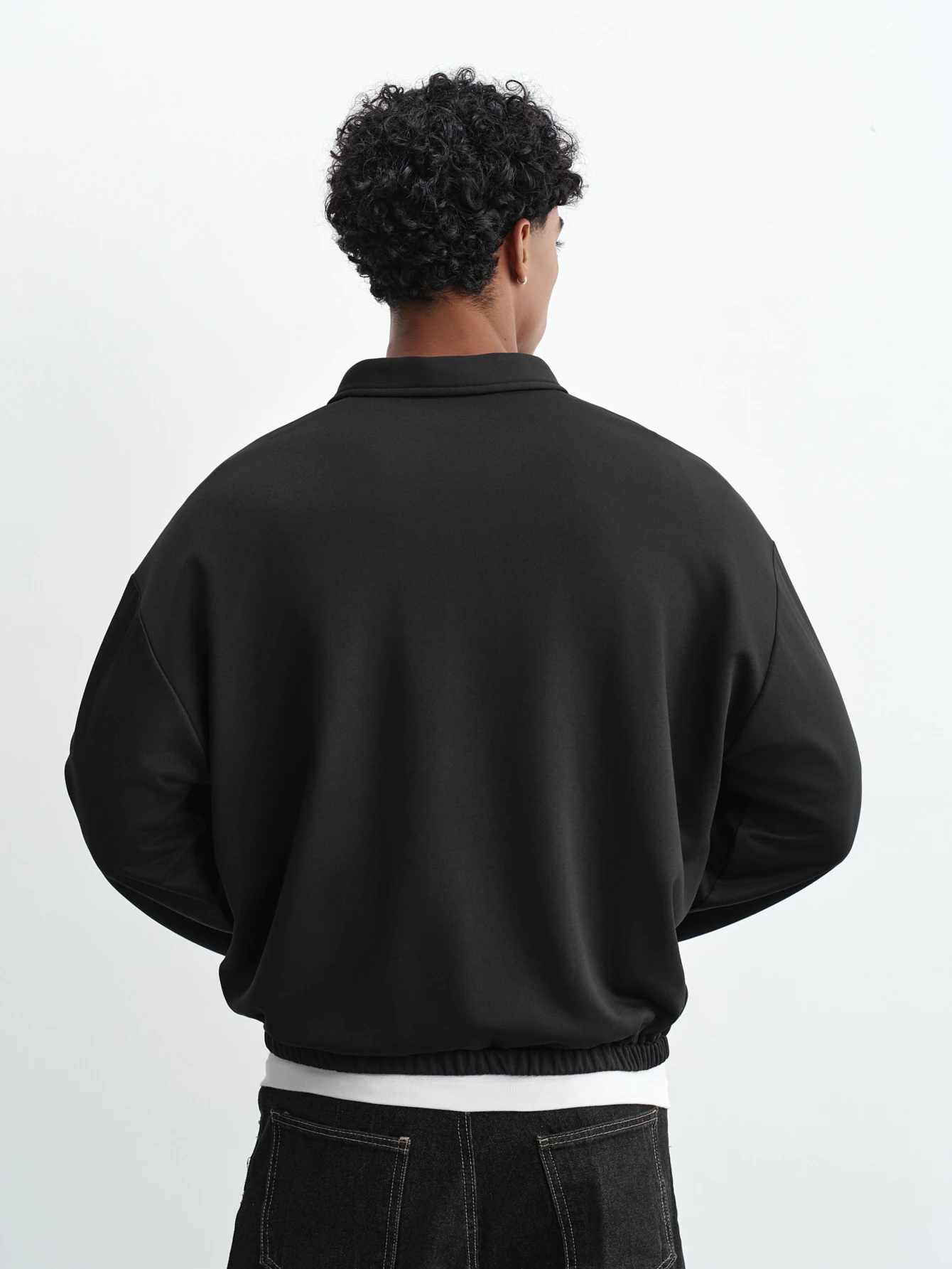 PAVTROS Sweat-shirt décontracté ample à manches longues avec col polo et imprimé lettres — vue 6