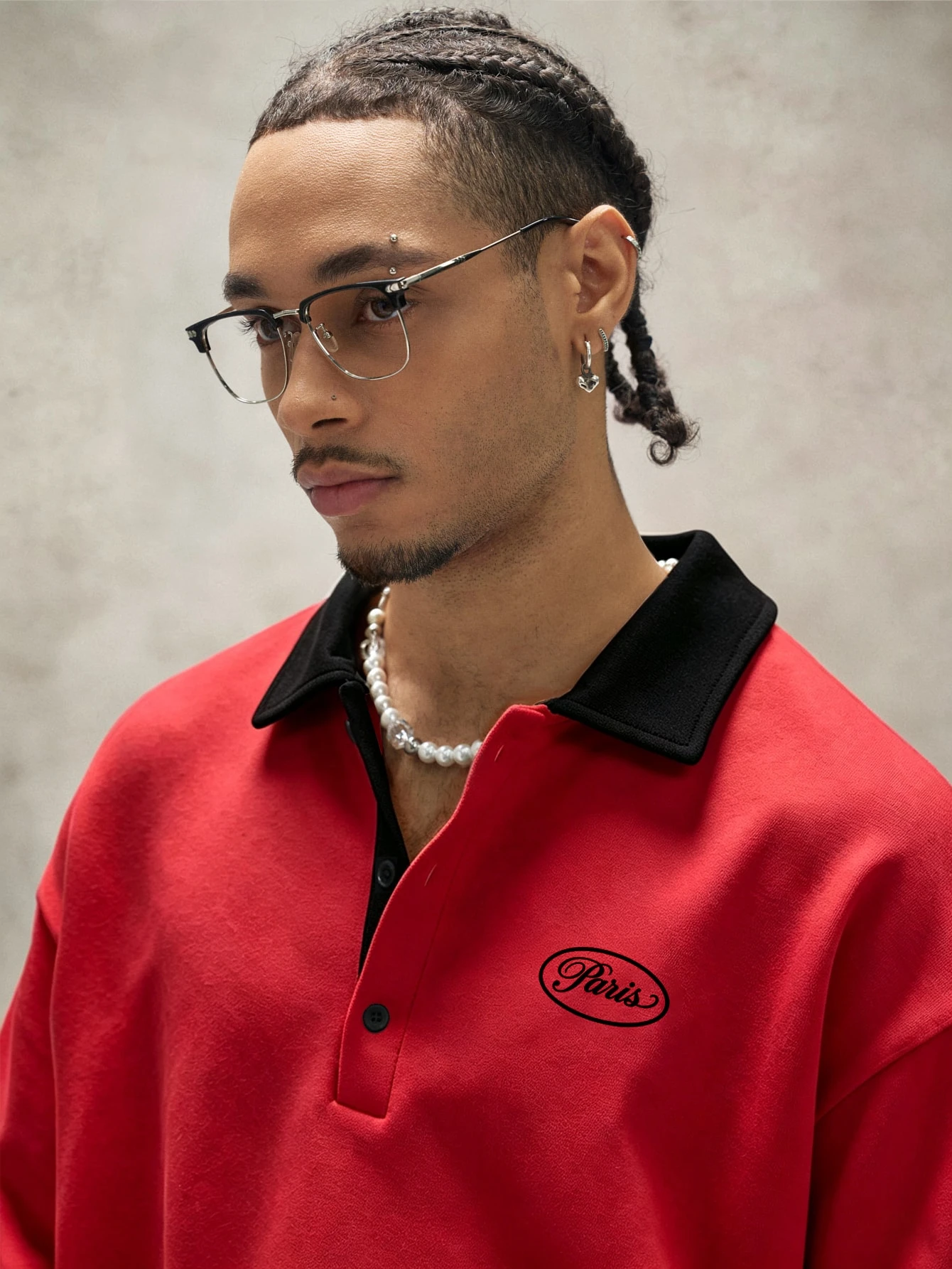 PAVTROS Sweat-shirt décontracté ample à manches longues avec col polo et imprimé lettres — vue 16