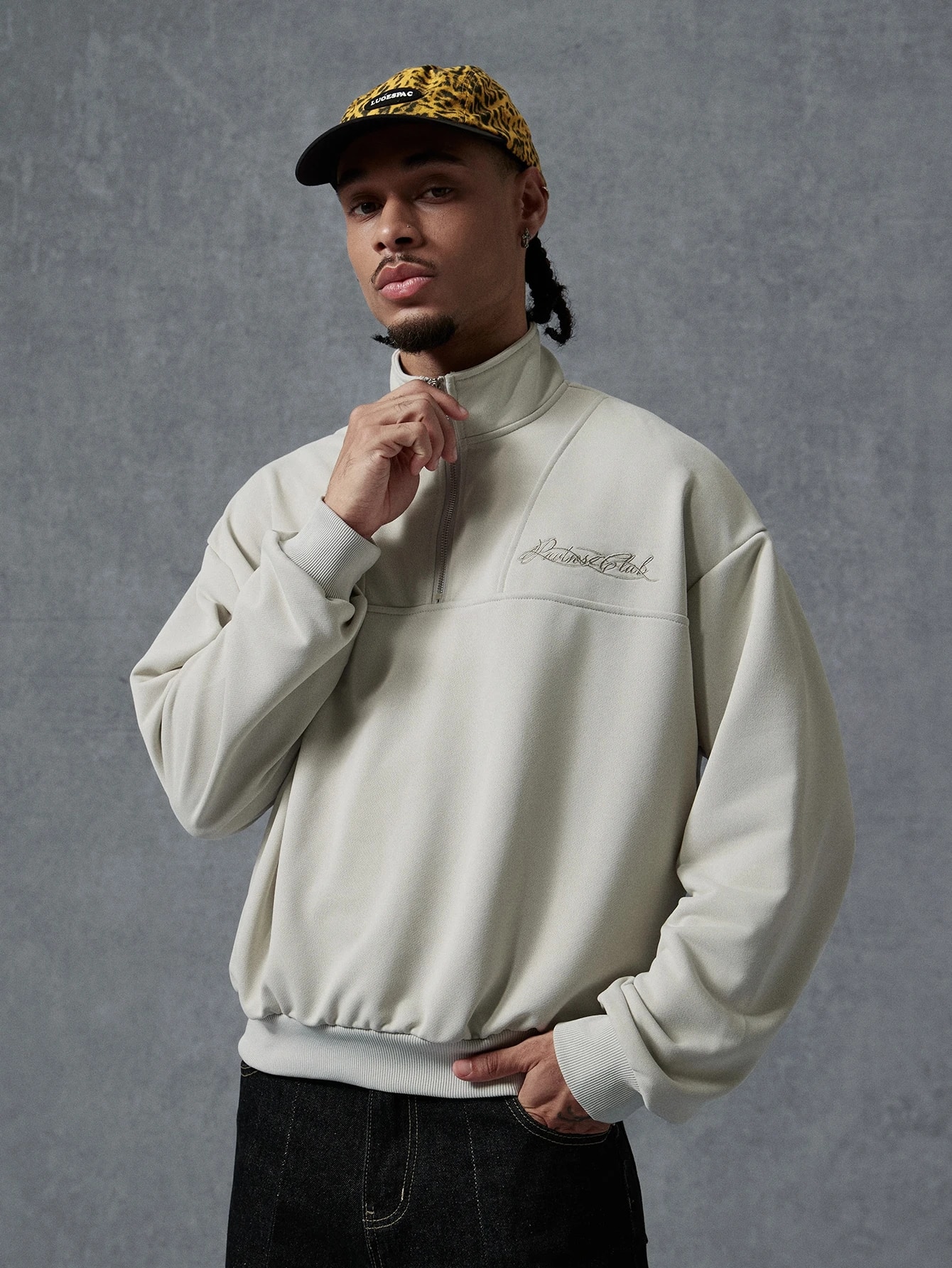 PAVTROS Sweat-shirt décontracté ample à manches longues avec col polo et imprimé lettres — vue 19