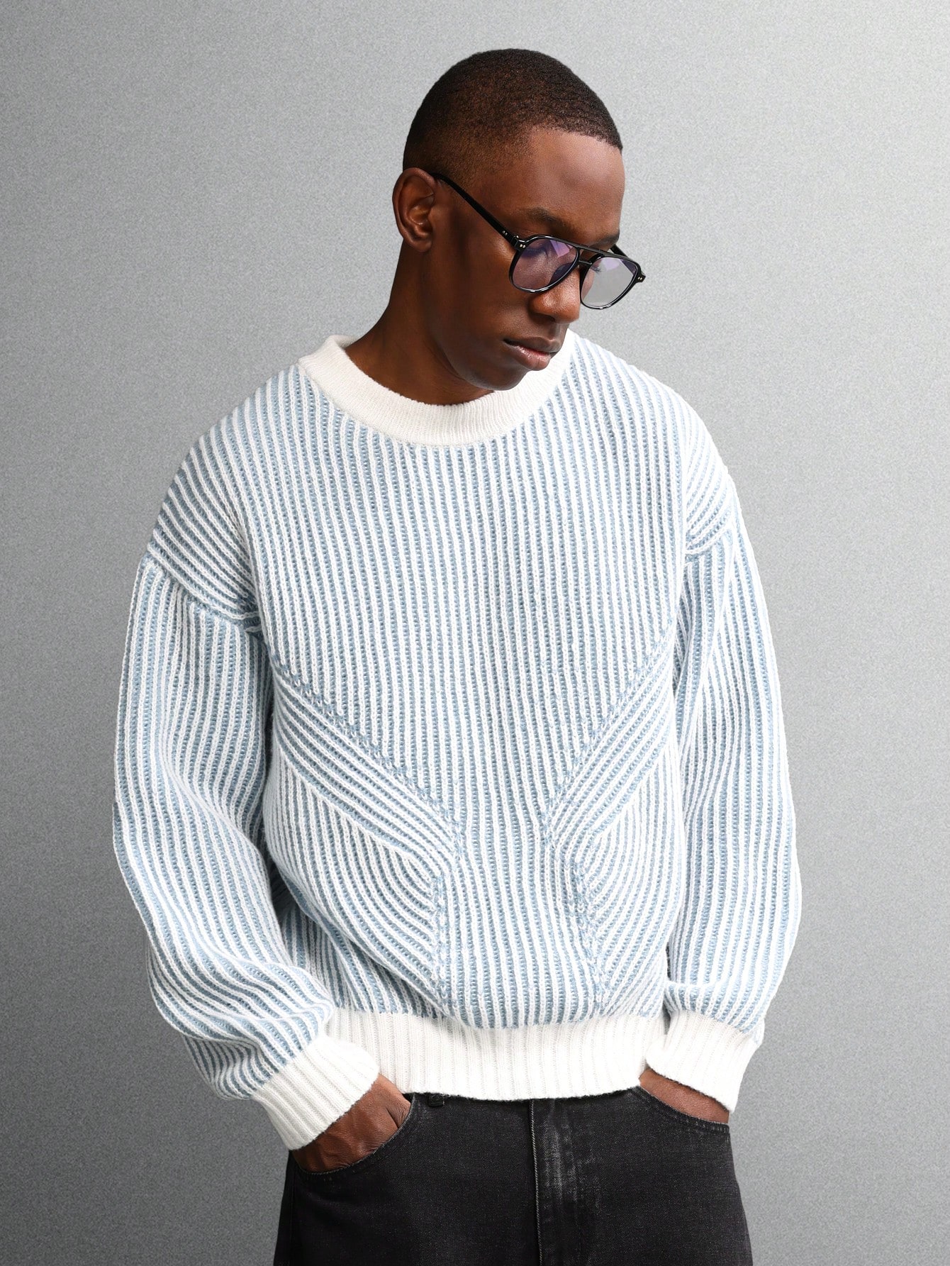 SUMWON Pull court ajusté en tricot col rond, motif côtelé conçu, décontracté pour