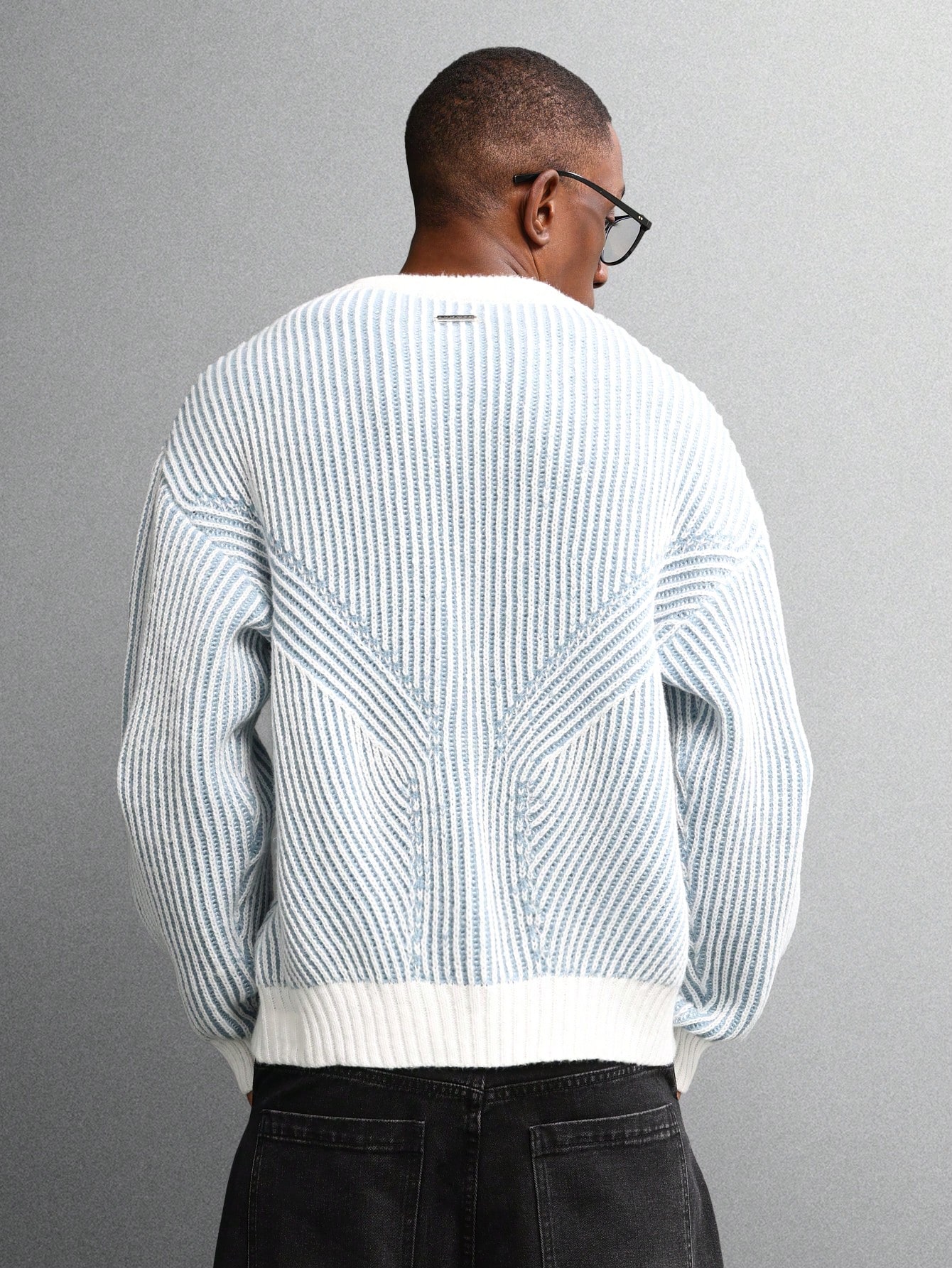 SUMWON Pull court ajusté en tricot col rond, motif côtelé conçu, décontracté pour — vue 2