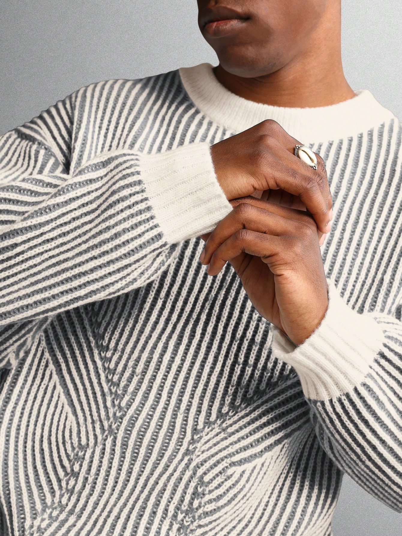 SUMWON Pull court ajusté en tricot col rond, motif côtelé conçu, décontracté pour — vue 11