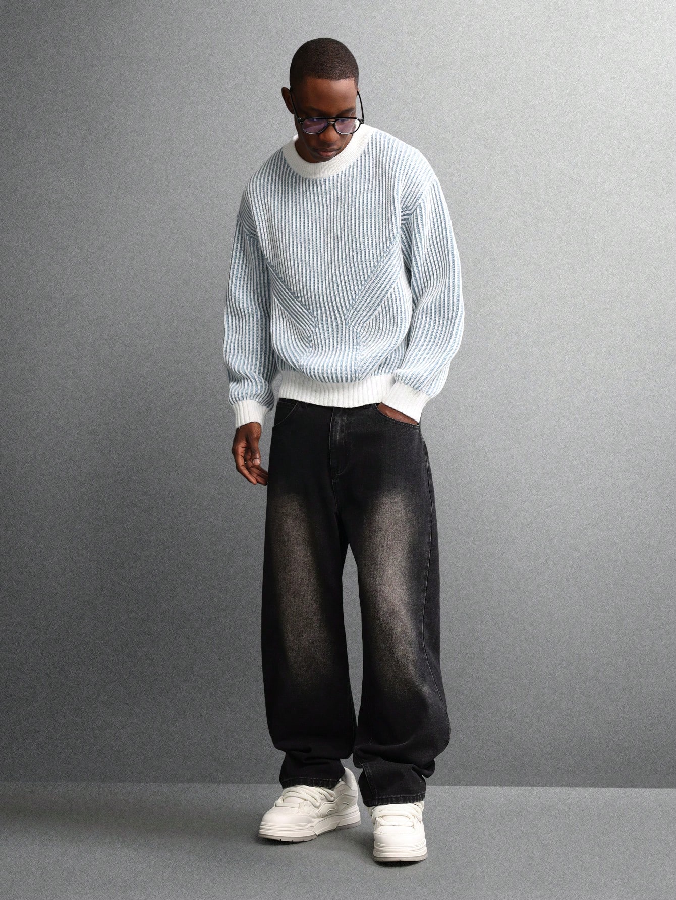 SUMWON Pull court ajusté en tricot col rond, motif côtelé conçu, décontracté pour — vue 7