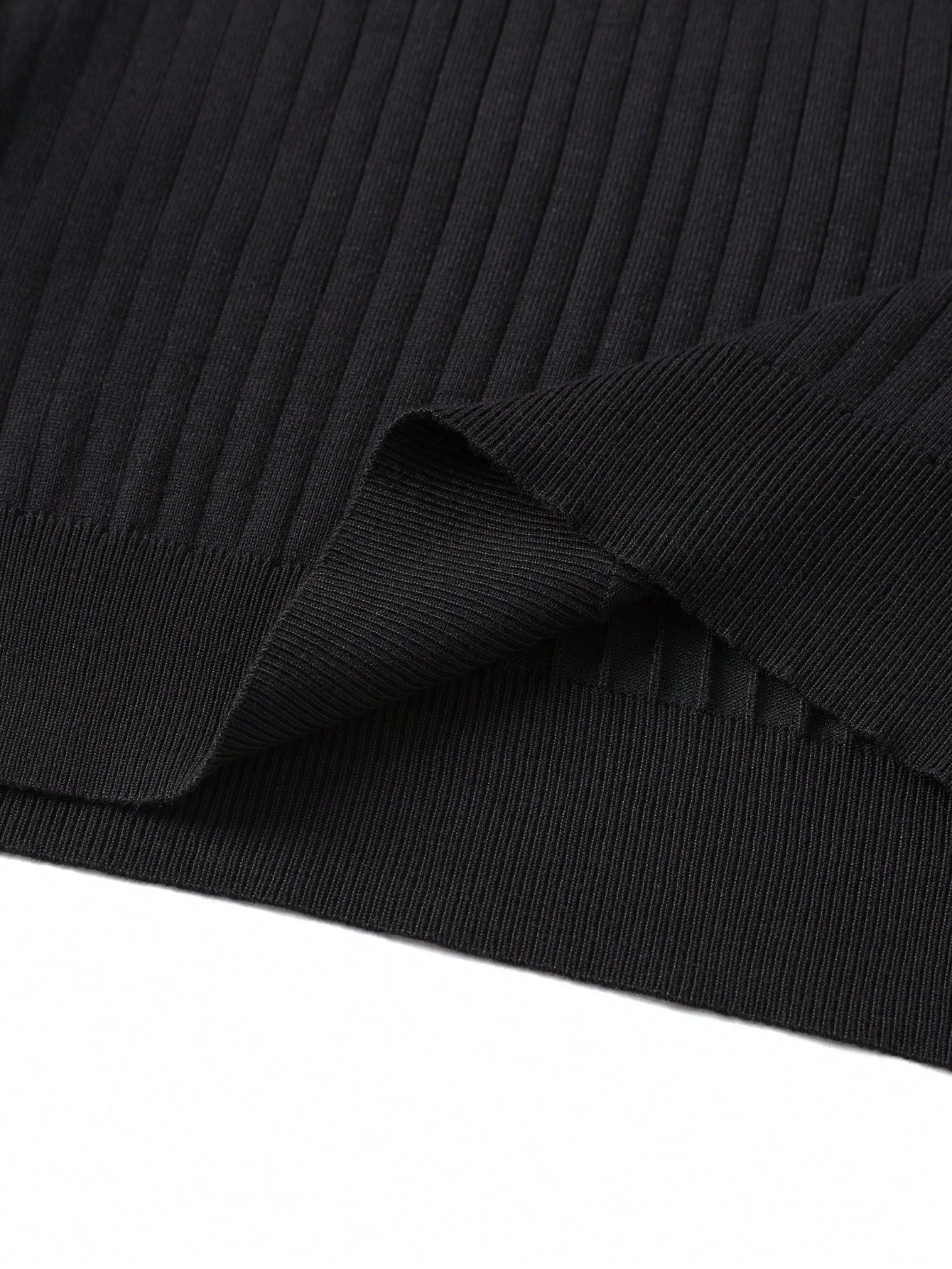 Pull à demi-zip côtelé pour hommes GRDR, couleur unie, tricot polyvalent et décontracté à — vue 8