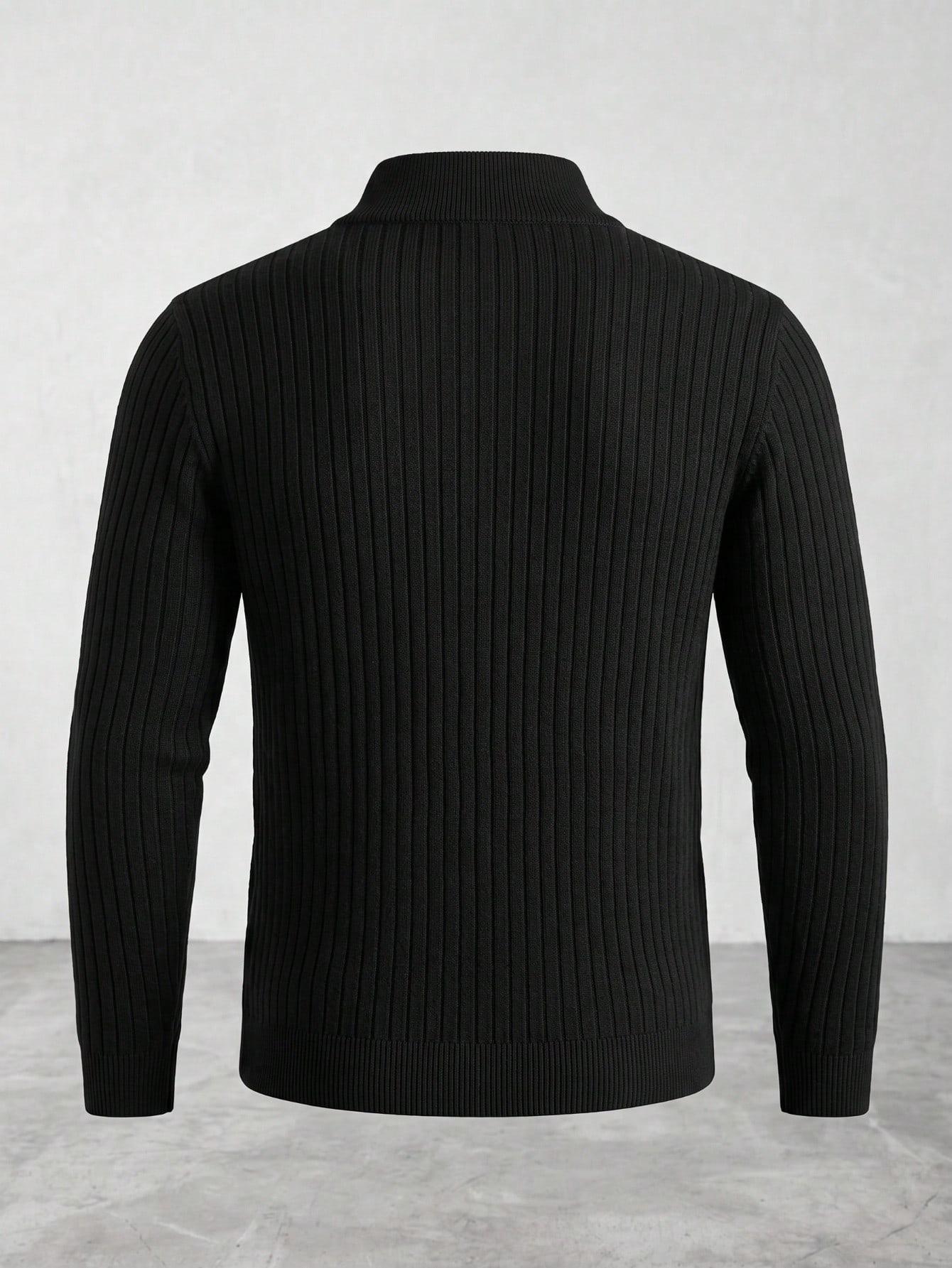 Pull à demi-zip côtelé pour hommes GRDR, couleur unie, tricot polyvalent et décontracté à — vue 6