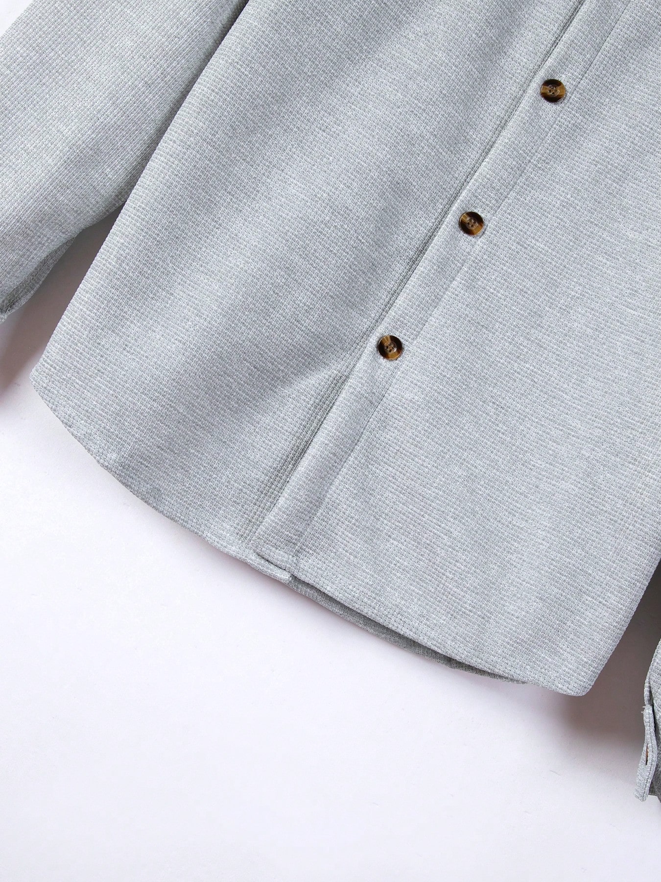 Ensemble 2 pièces pour hommes, chemise décontractée unie à double poche et col à revers à — vue 6