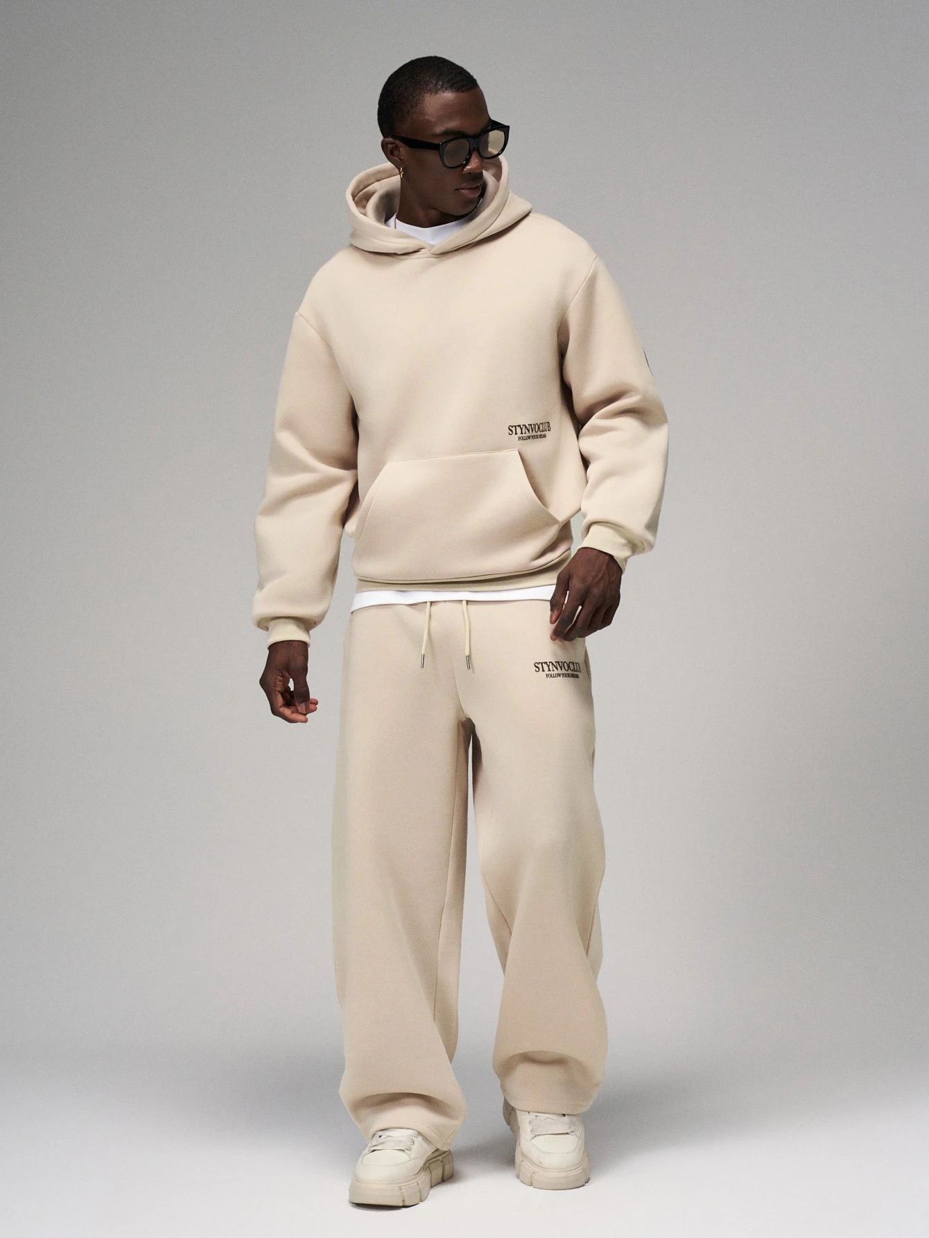 STYNVO Ensemble sweat-shirt à capuche et pantalon de survêtement imprimé lettres pour — vue 2