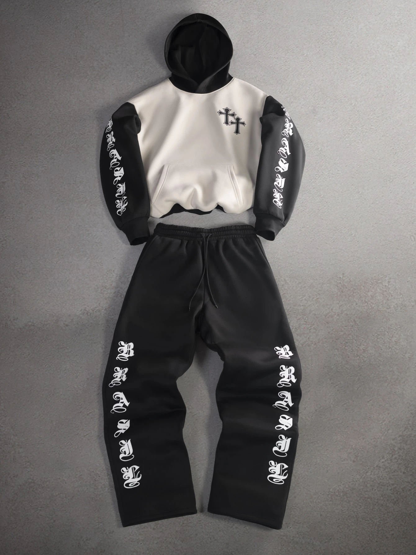 STYNVO Ensemble sweat-shirt à capuche et pantalon de survêtement imprimé lettres pour — vue 8