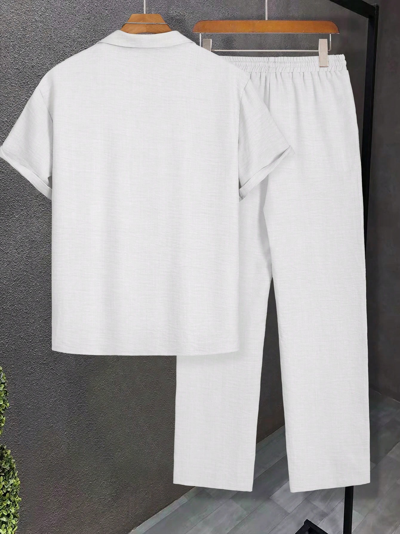 Manfinity Homme Ensemble coordonné de costume décontracté pour homme, couleur unie, col à — vue 19