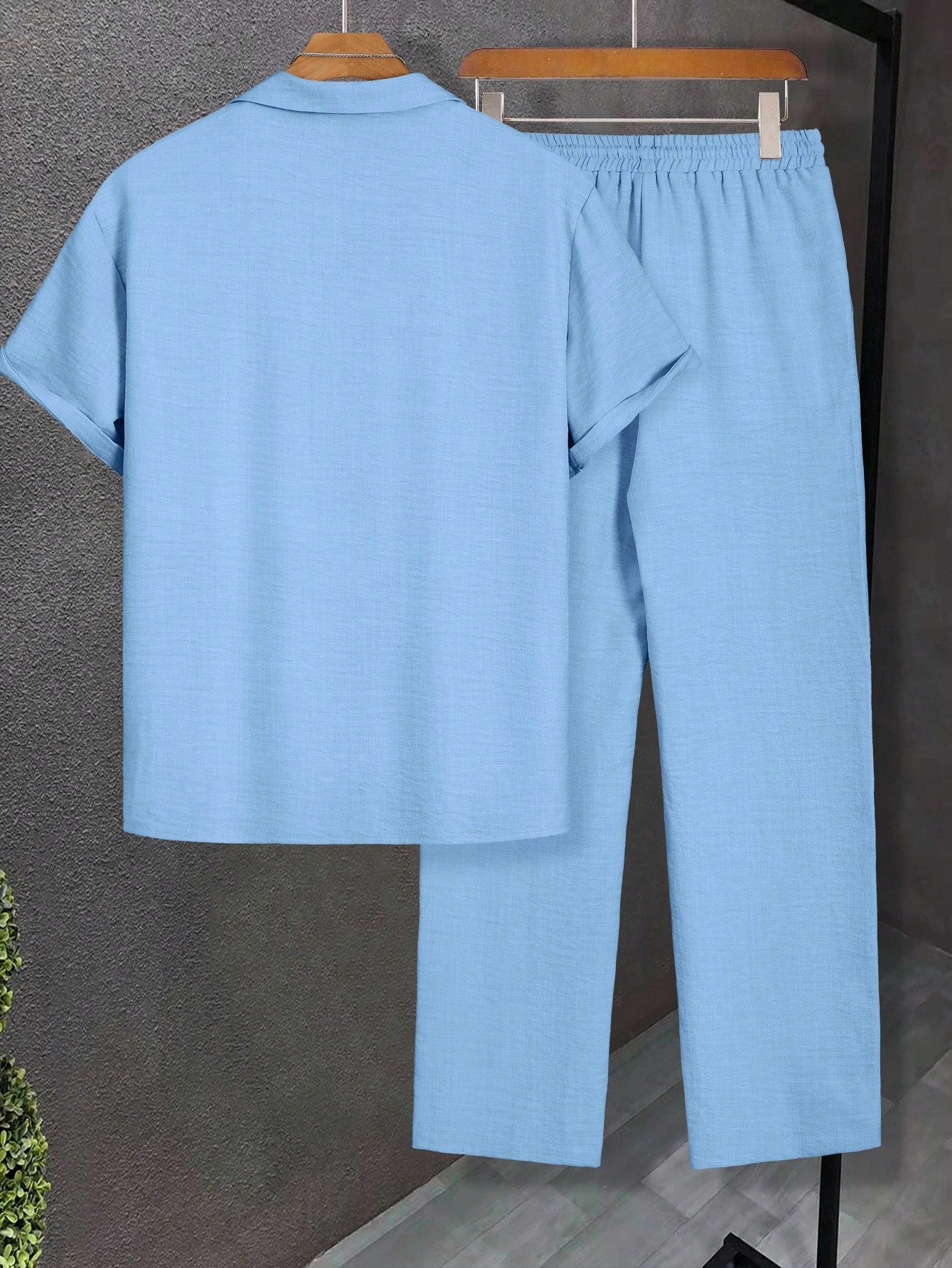 Manfinity Homme Ensemble coordonné de costume décontracté pour homme, couleur unie, col à — vue 17