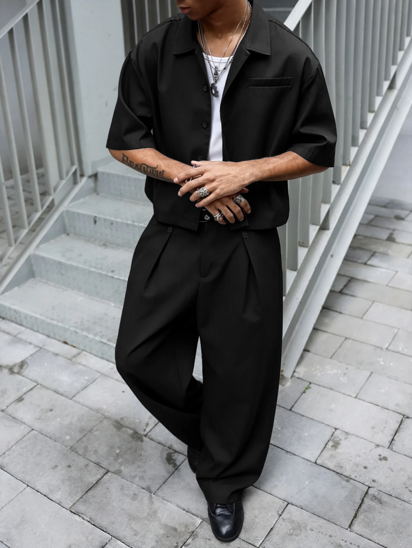 Major Grit Ensemble Top à manches courtes et pantalon long style décontracté de rue pour — vue 4