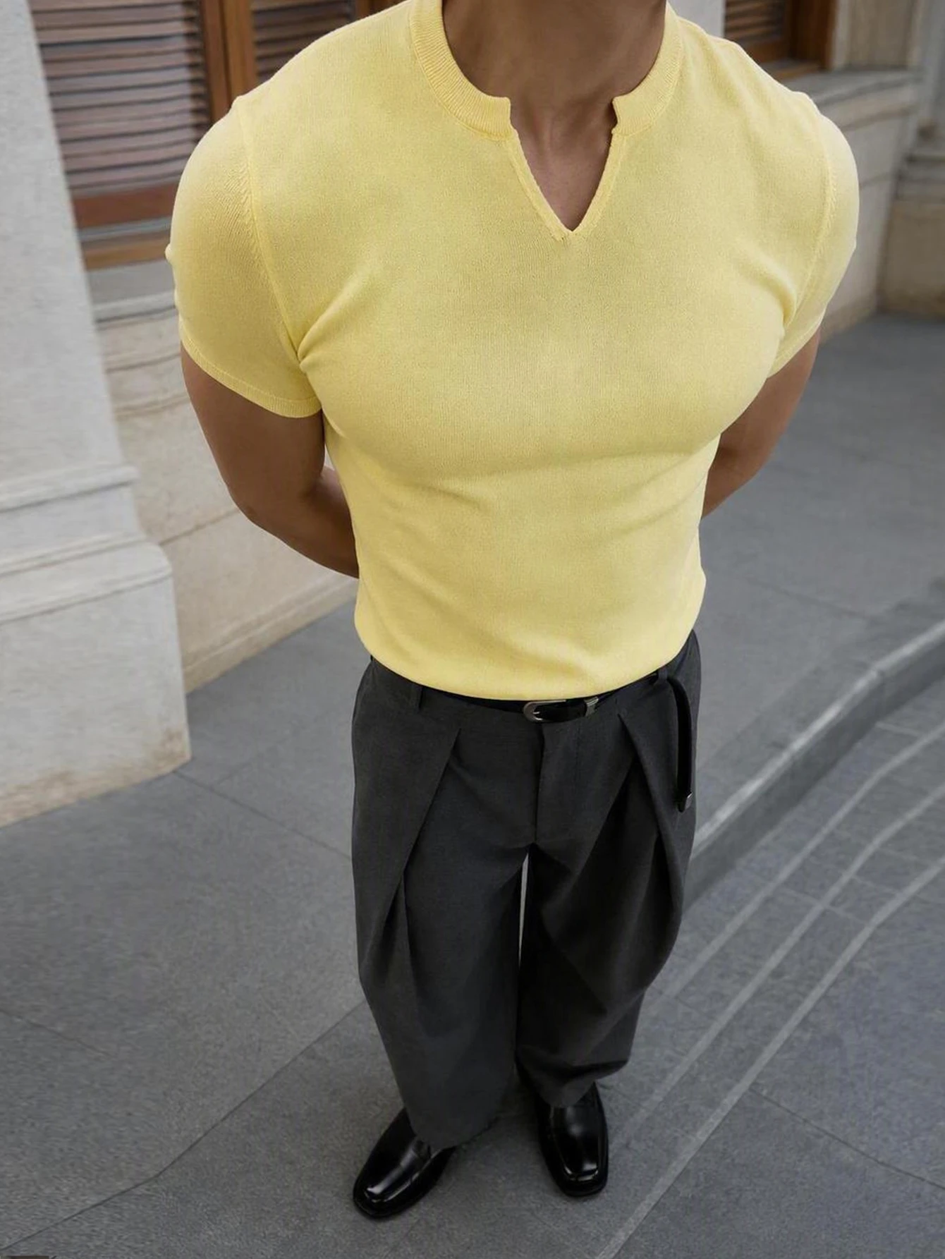 GENTILAND Top tricoté à manches courtes, col polo, couleur unie, mode polyvalente pour — vue 6