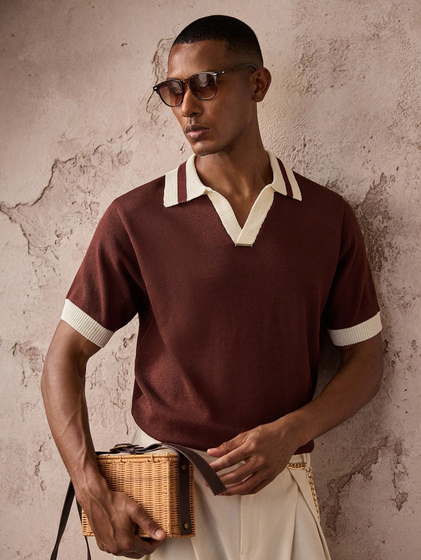 GENTILAND Top tricoté à manches courtes, col polo, couleur unie, mode polyvalente pour — vue 11