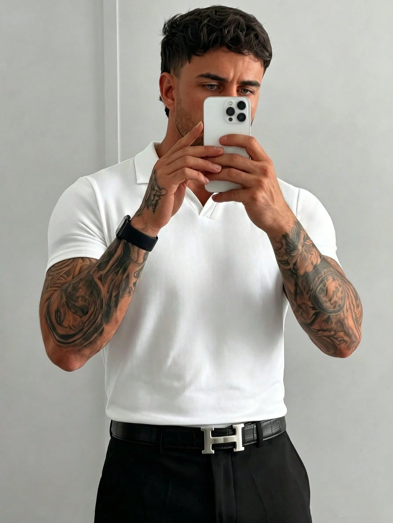 Chemise polo à manches courtes de couleur unie légère pour hommes, convient pour les