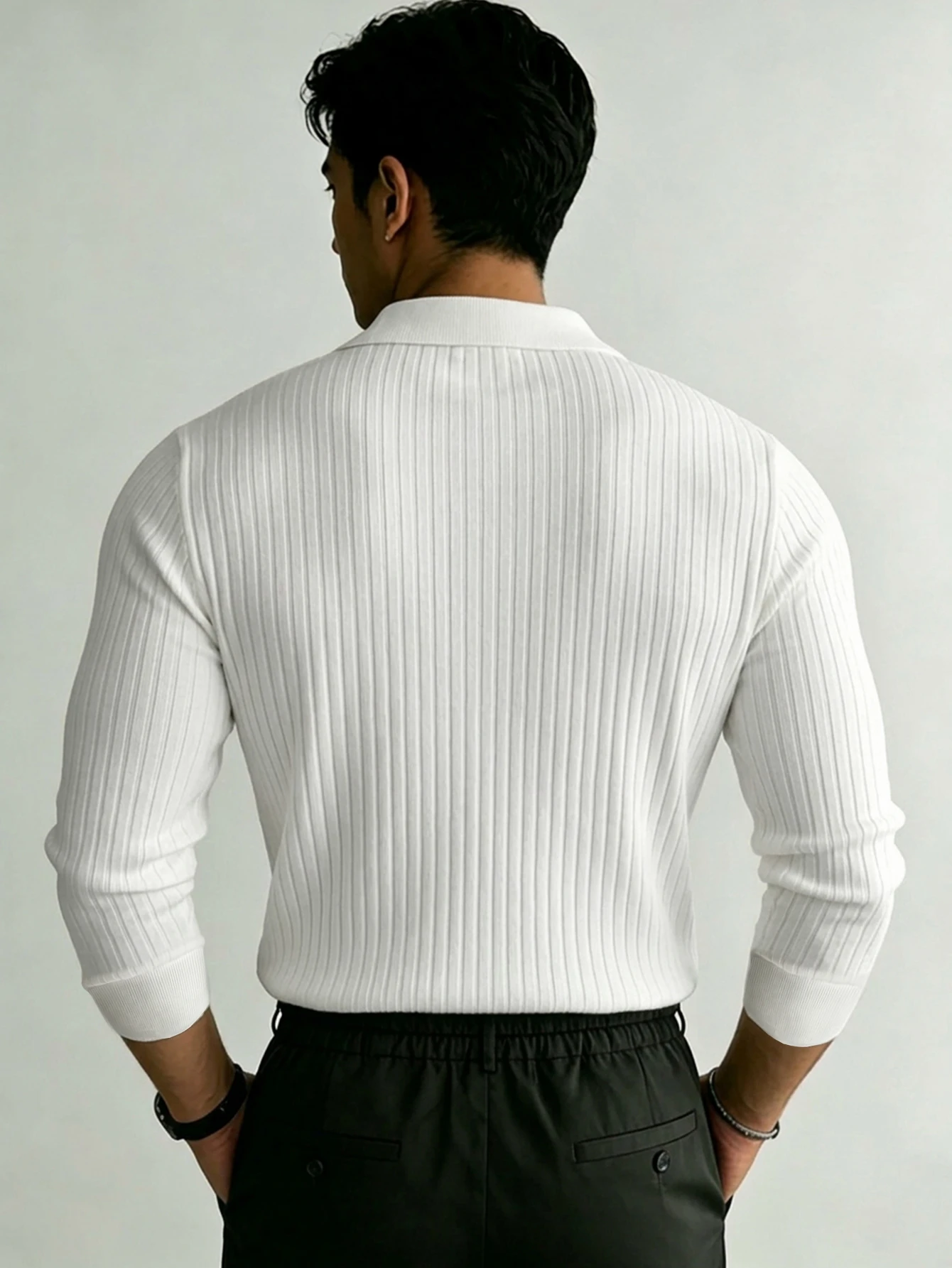 Claim Dot Chemise polo à manches longues de couleur unie décontractée pour usage — vue 11