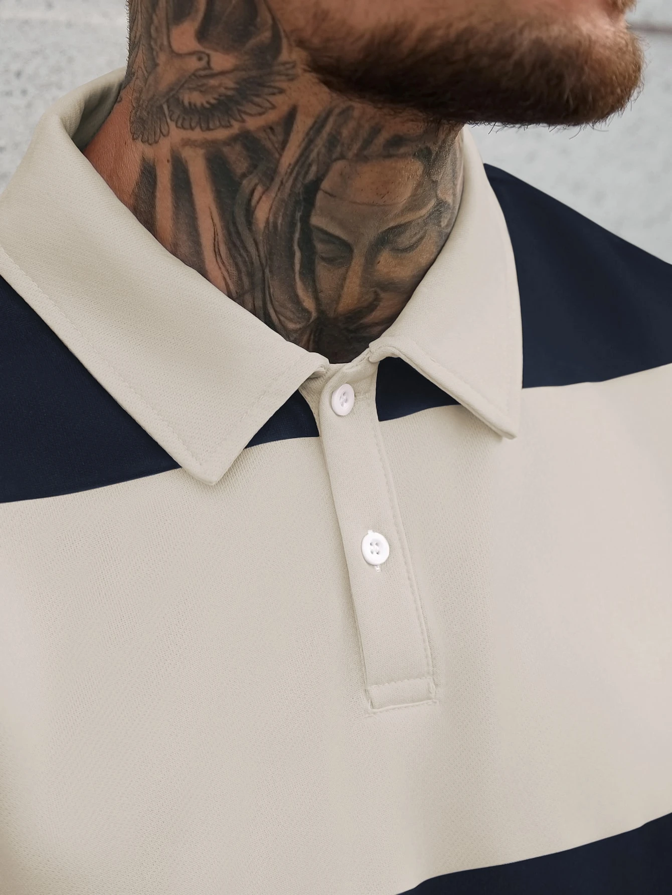 Manfinity Homme Polo à manches longues rayé décontracté ample pour hommes, chemise de — vue 3