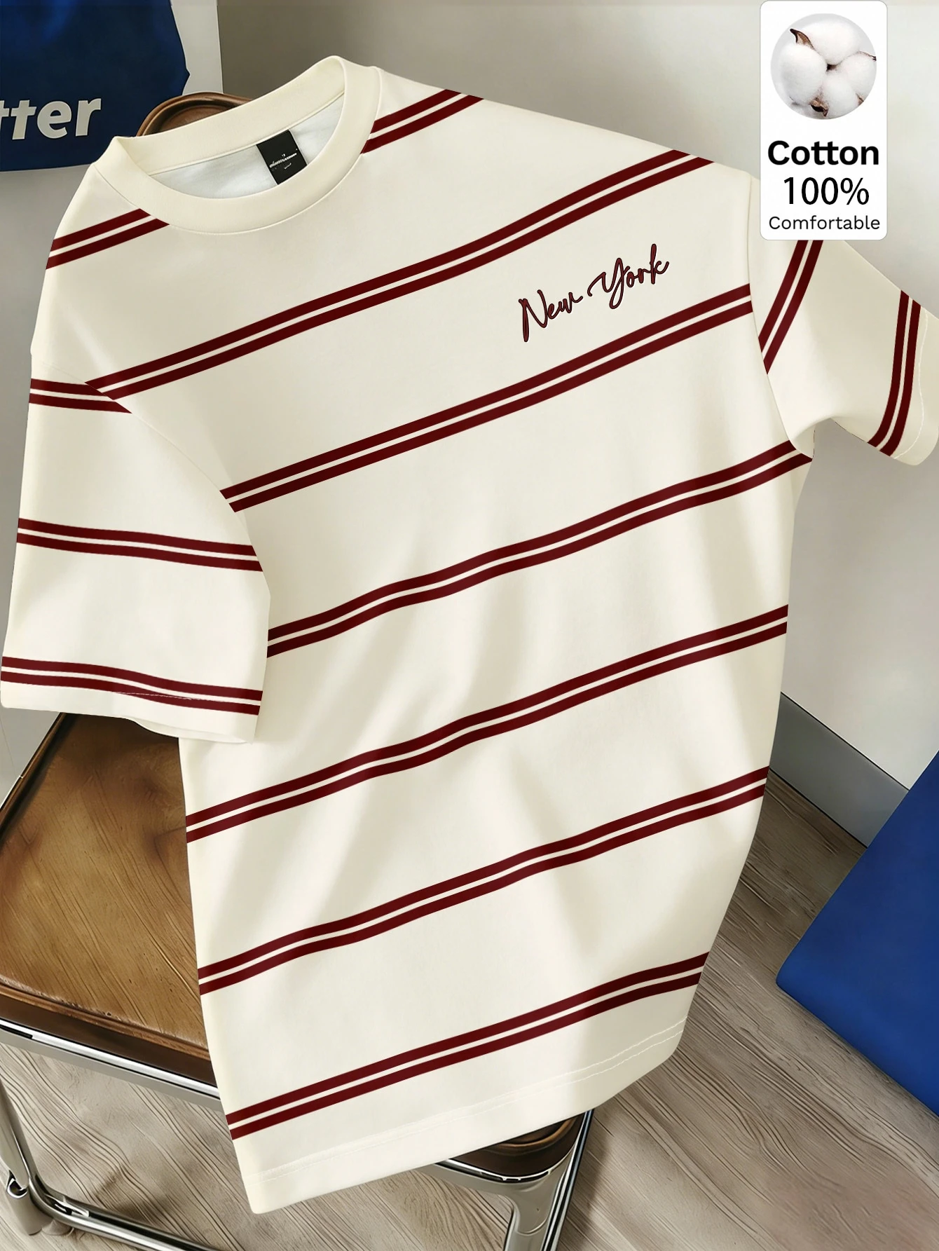 Daypath T-shirt ample à manches tombantes, imprimé de lettres et de rayures, pour les — vue 6