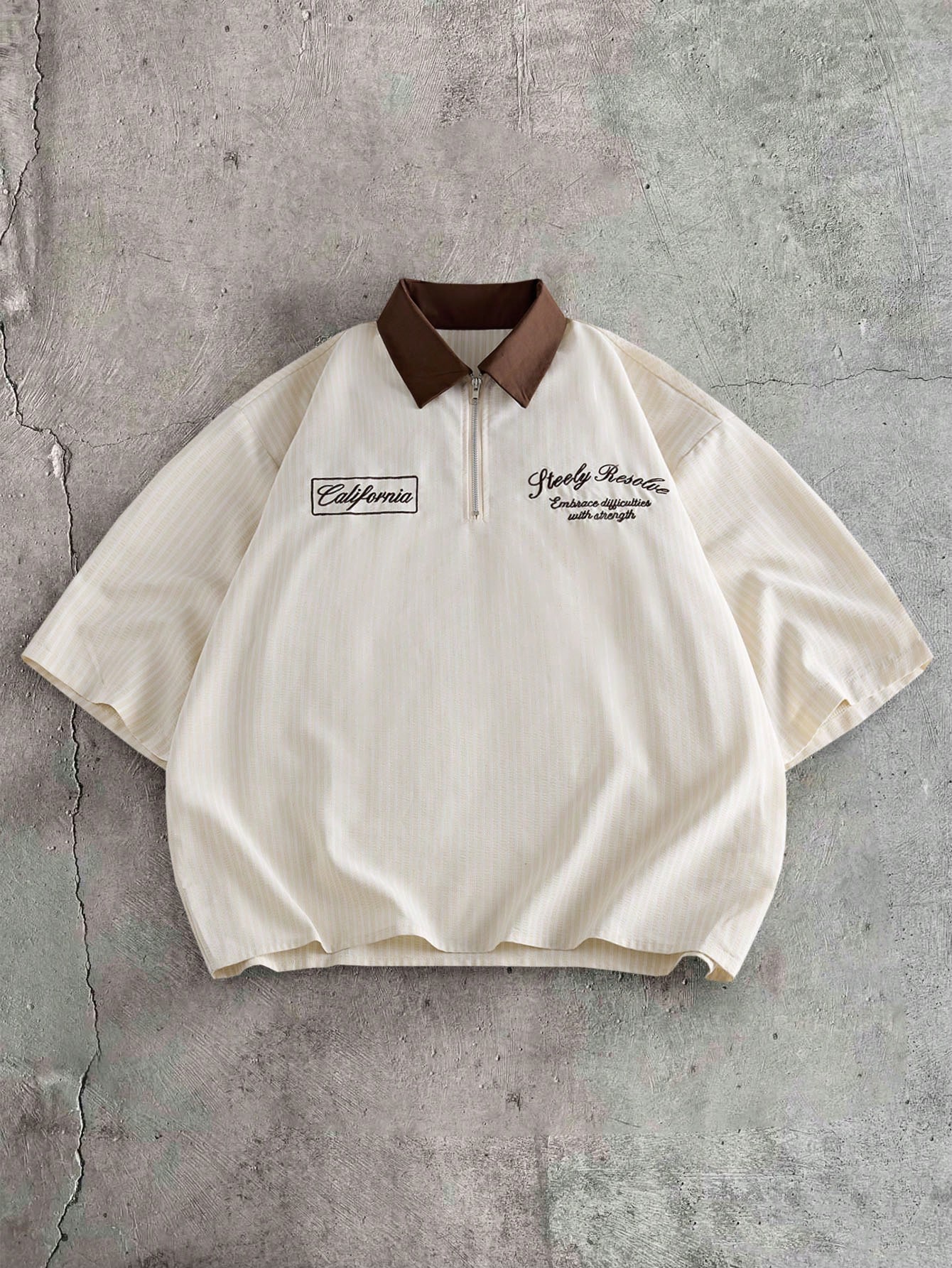 AXEPEAK Polo décontracté à manches courtes avec col contrasté et demi-patte, été — vue 16