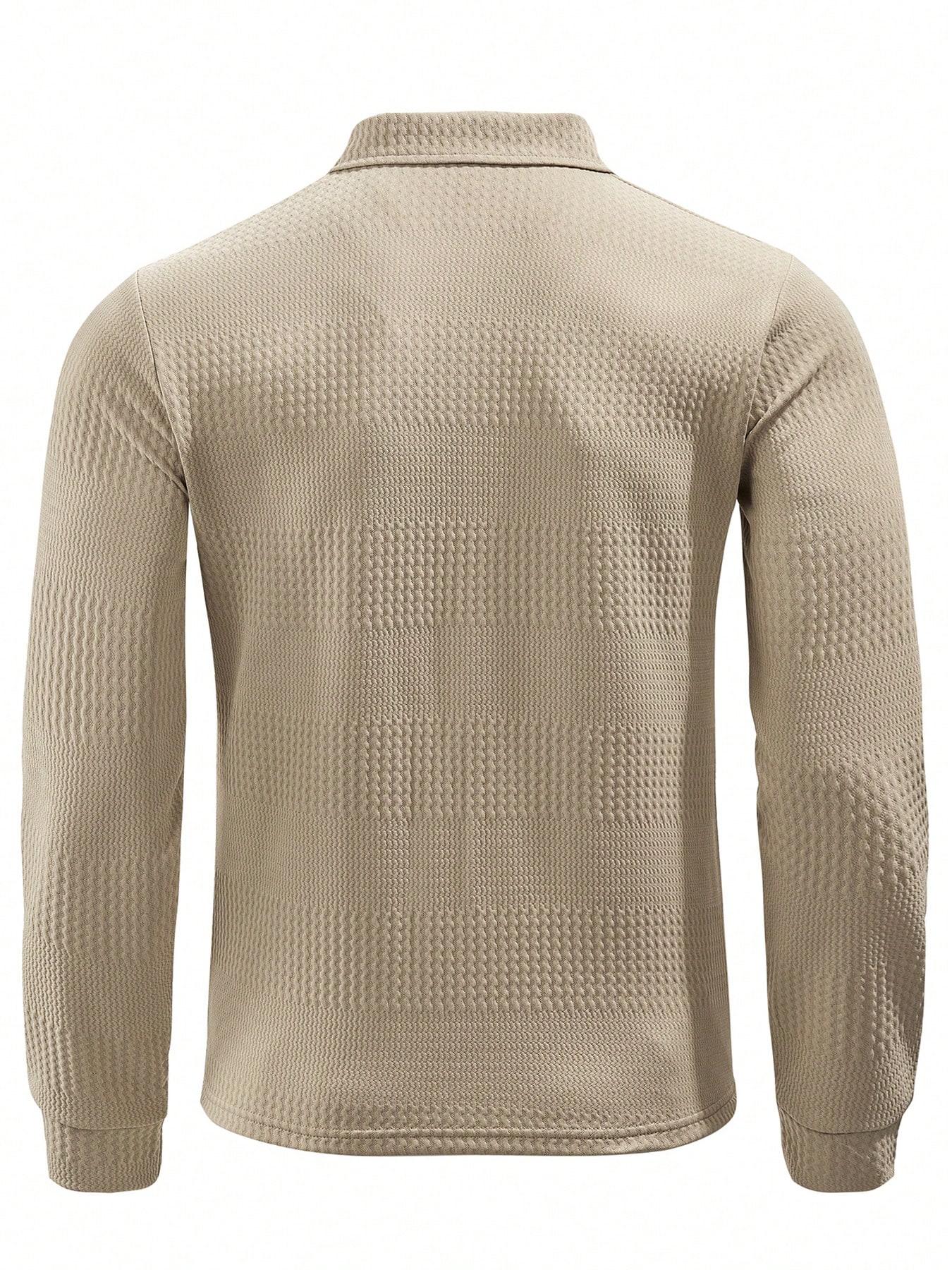 Polo à manches longues texturé kaki pour hommes, pull tricoté pour hommes, Top de — vue 7