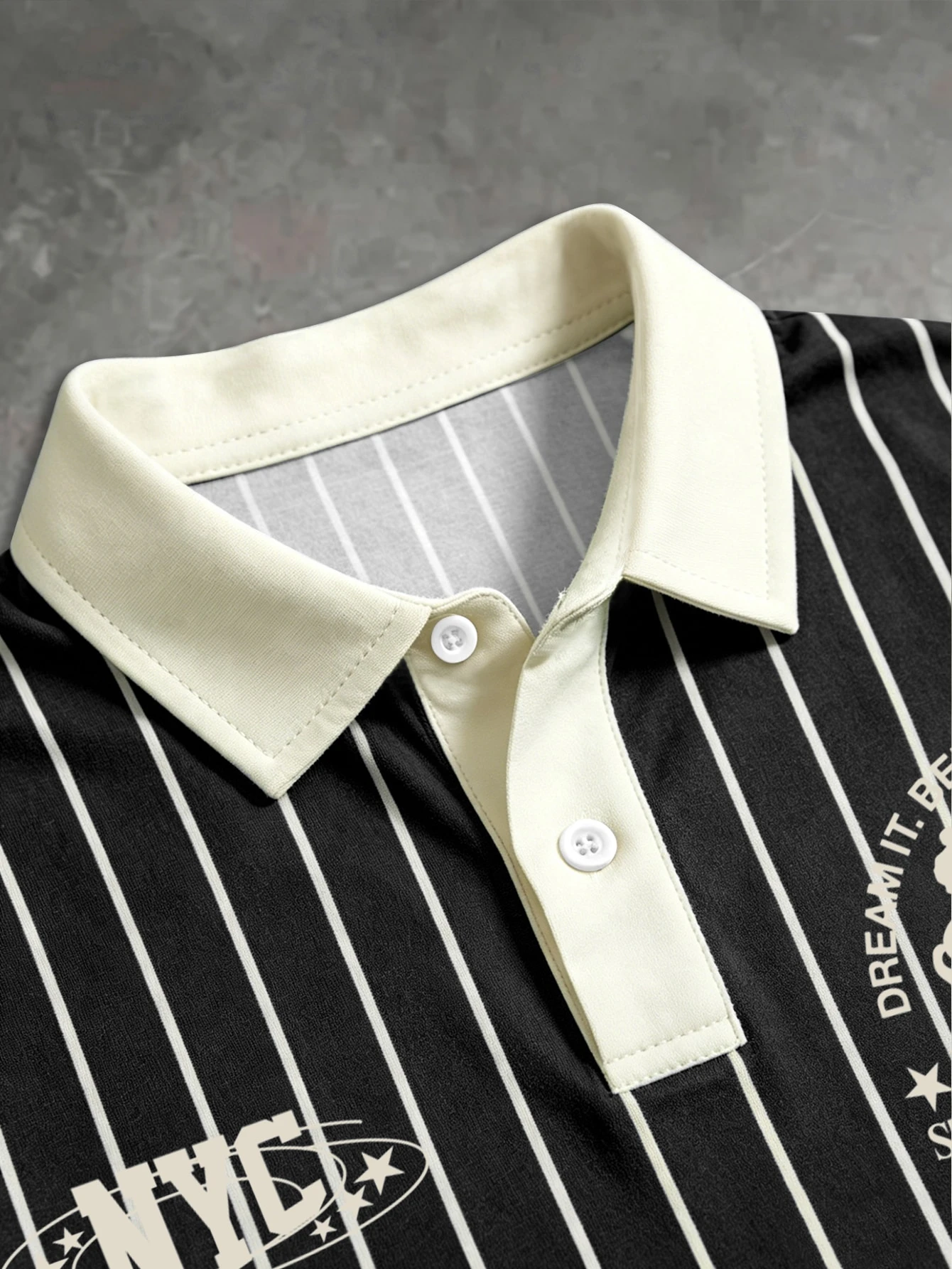 Manfinity EMRG Chemise polo à manches courtes rayée noir et blanc pour hommes, imprimé — vue 14
