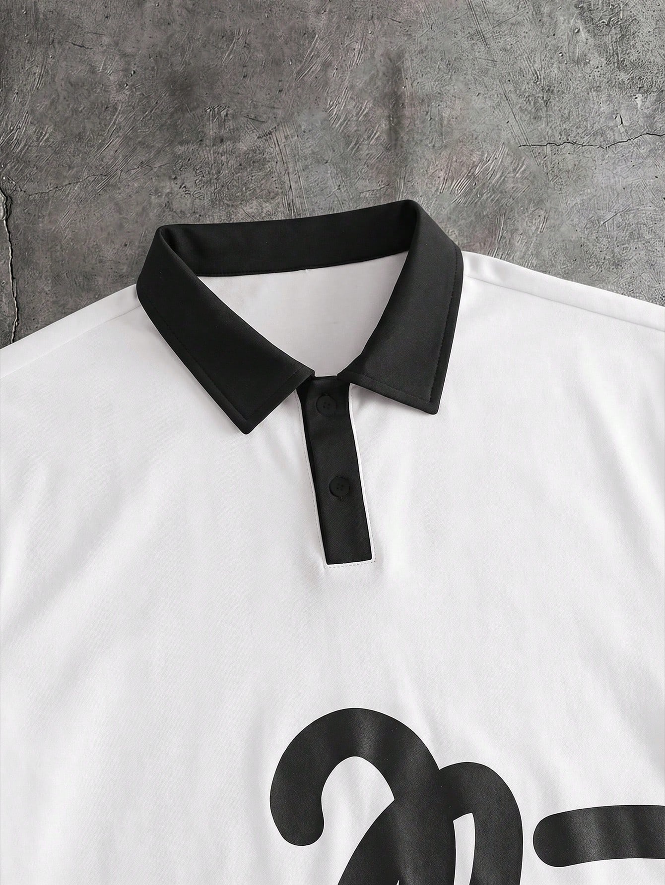 AXEPEAK Chemise polo à manches courtes avec imprimé lettres et couleurs contrastées, — vue 12