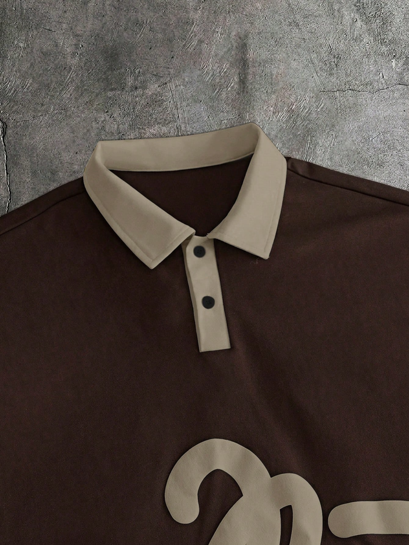 AXEPEAK Chemise polo à manches courtes avec imprimé lettres et couleurs contrastées, — vue 18