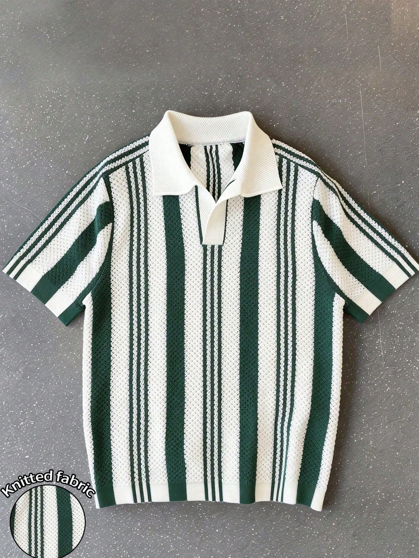 IslaSuriya Polo à rayures col polo manches courtes Top tricoté décontracté pour hommes
