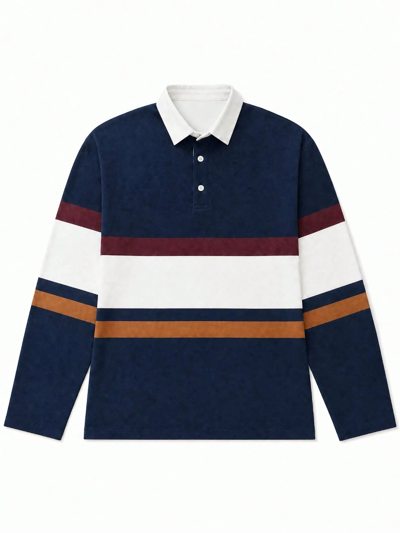 Polo de rugby vintage à blocs de couleurs et rayures multiples pour hommes, bleu marine, — vue 4
