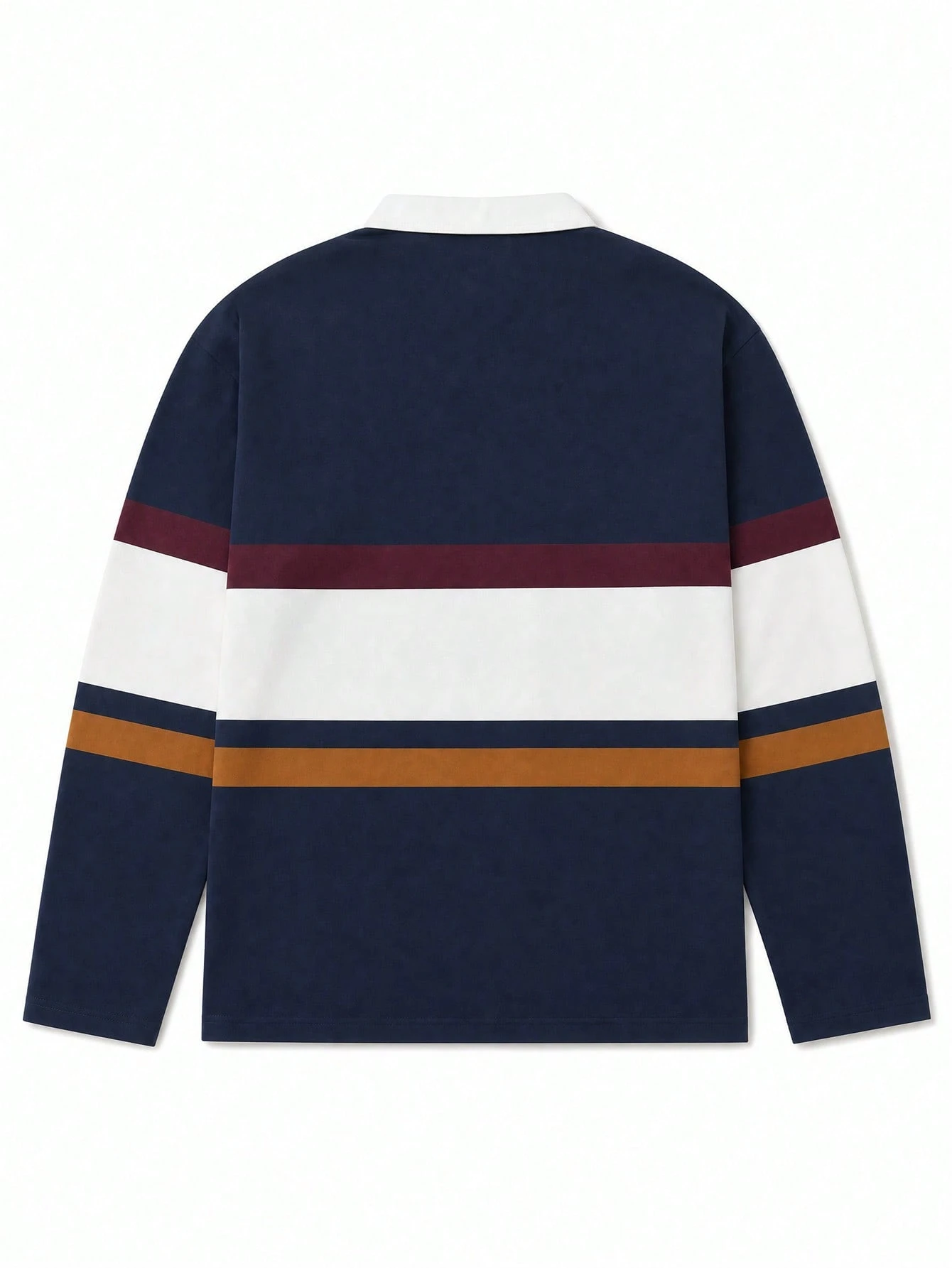 Polo de rugby vintage à blocs de couleurs et rayures multiples pour hommes, bleu marine, — vue 5