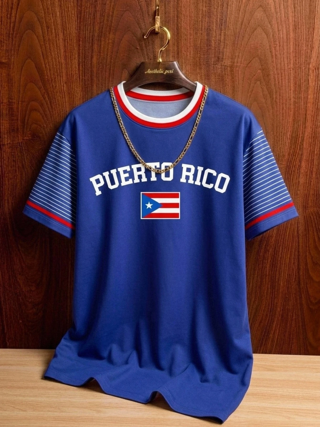 Aesthetic Post T-shirt graphique blanc avec imprimé lettre Porto Rico pour hommes, col — vue 10