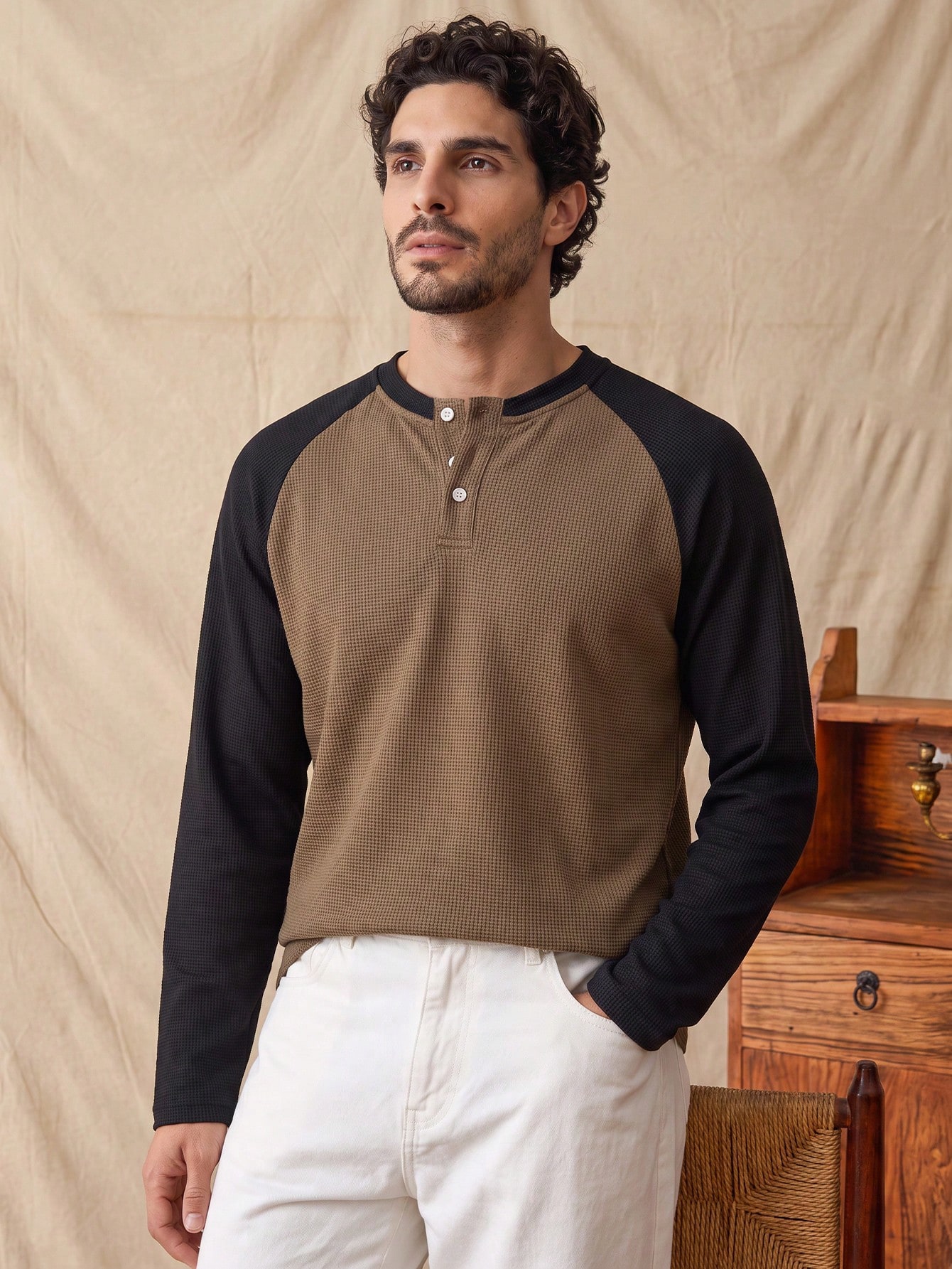 Glestore Chemise polo à manches longues style vintage "Old Money" avec blocs de couleurs — vue 2