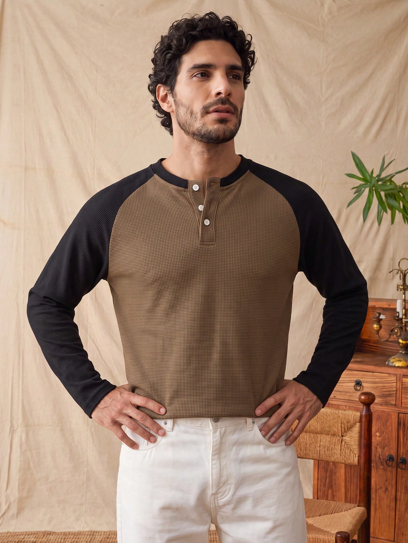 Glestore Chemise polo à manches longues style vintage "Old Money" avec blocs de couleurs — vue 6